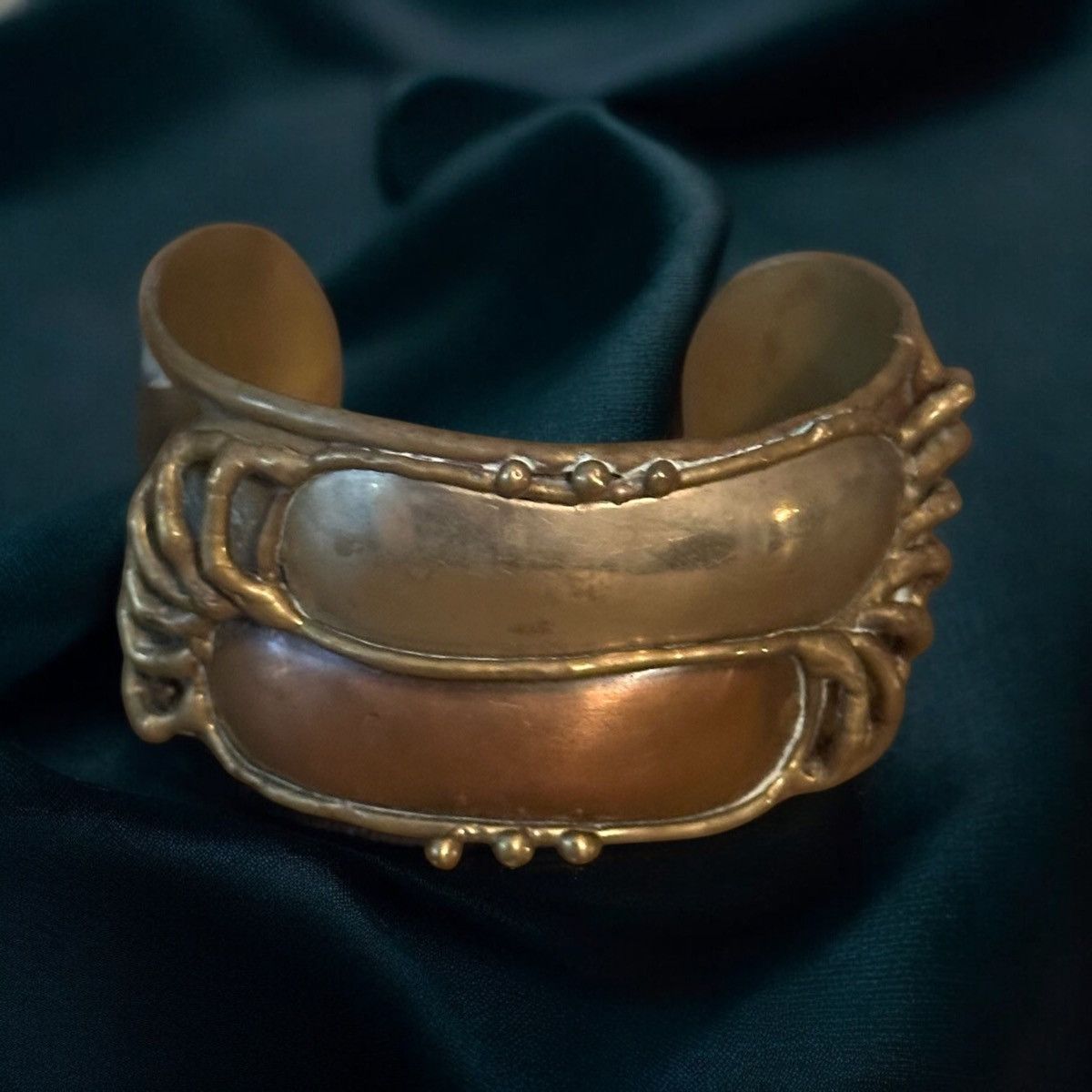 Vintage Vintage Artisan brass and copper wide cuff bracelet Size ONE SIZE - 1 Thumbnail