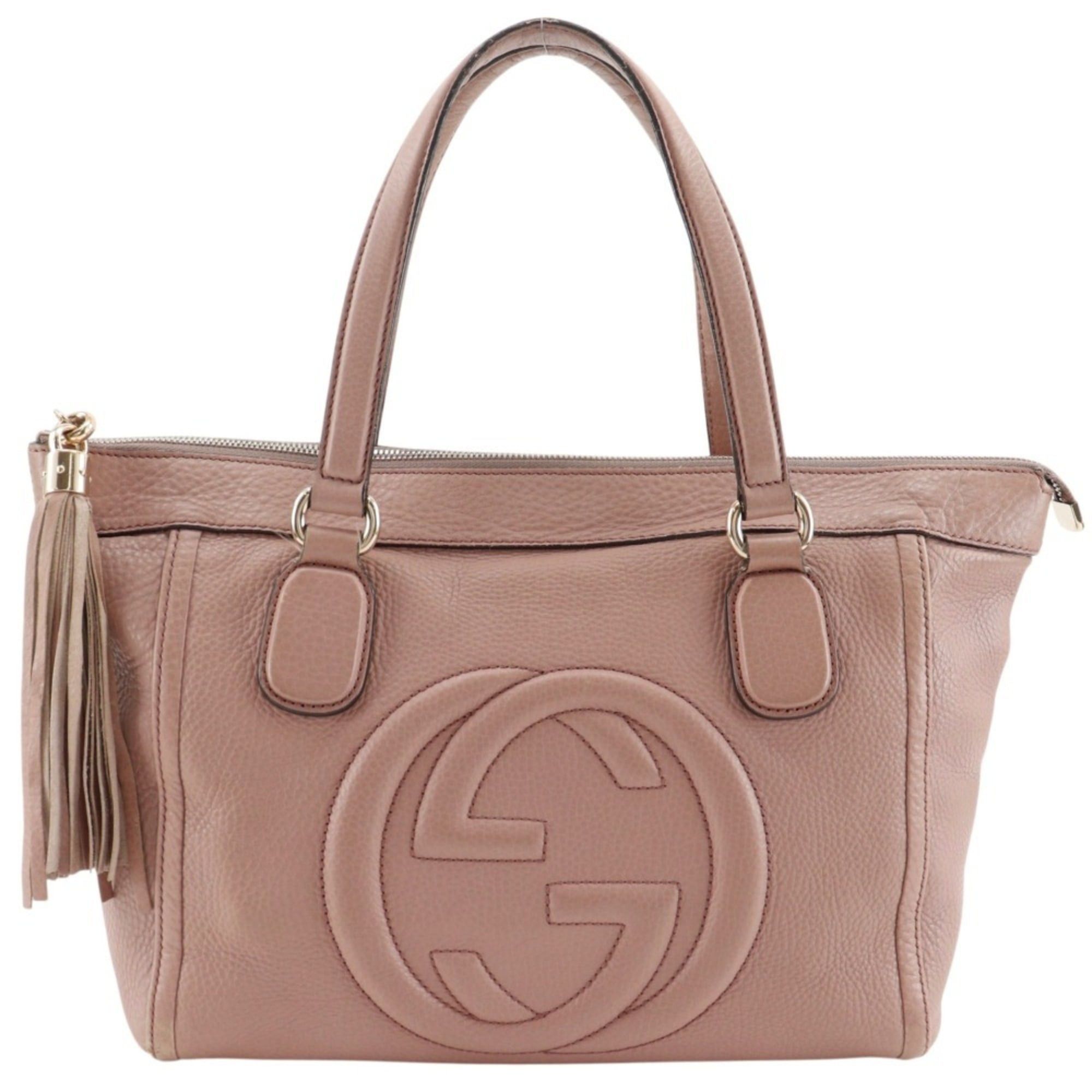 Gucci Gucci Soho Tote Bag, GG Pattern, Tassel, 282307, Calfskin, Pink, A4 Size, Women's. Size ONE SIZE - 1 Thumbnail