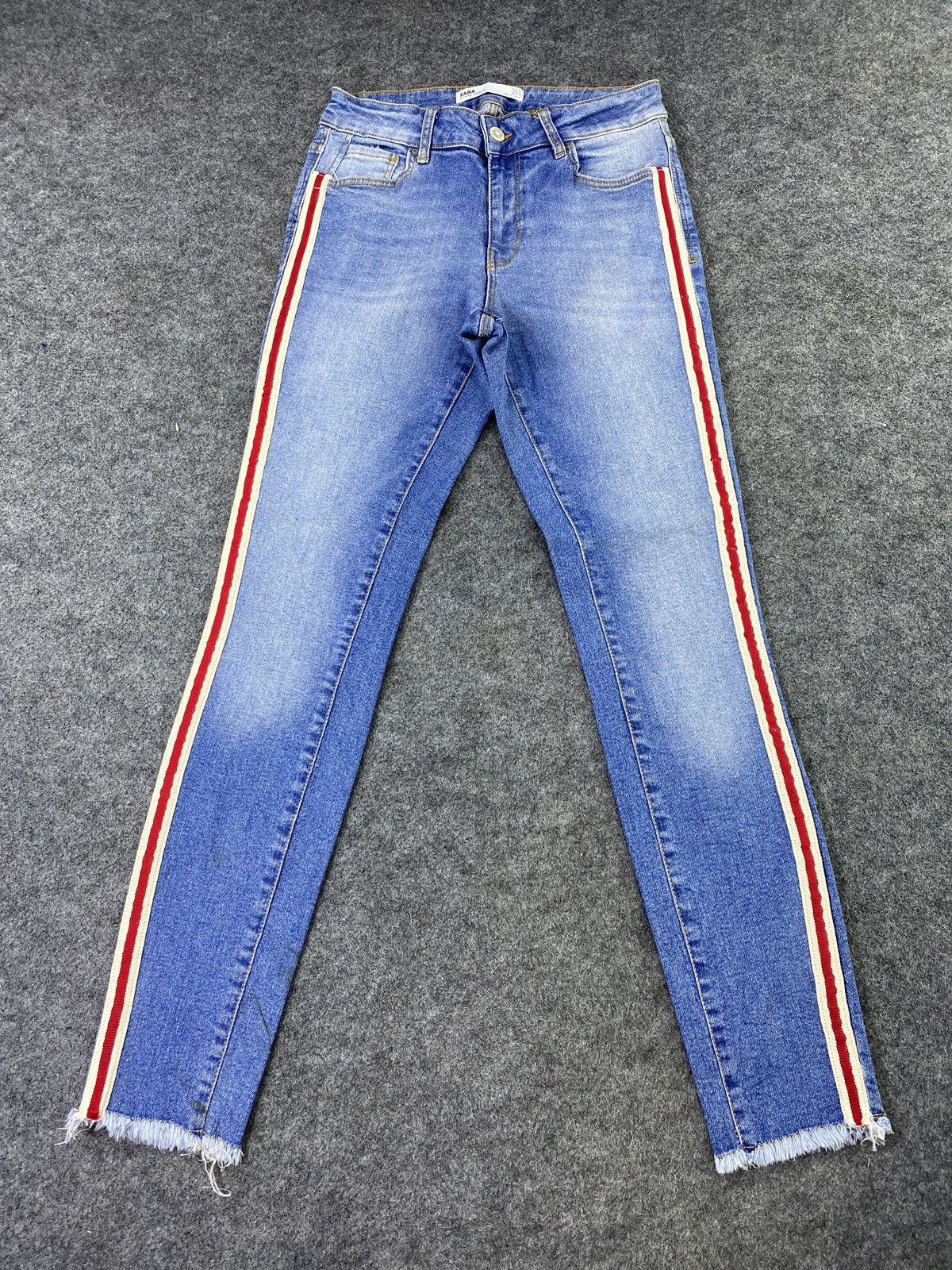 Jean × Zara Zara Side Stripe Skinny Blue Wash Jeans-J1136 Size 26" / US 2 / IT 38 - 2 Thumbnail
