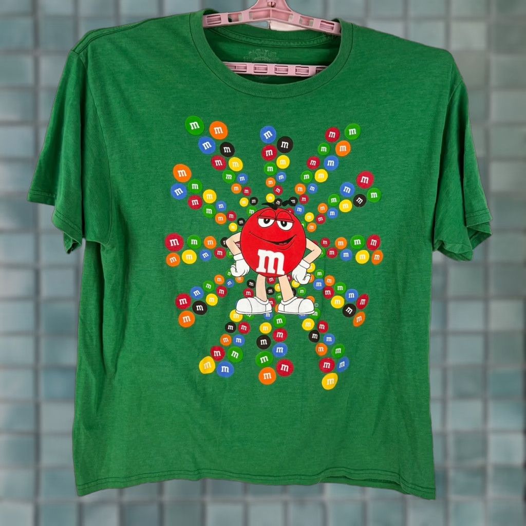 Vintage M&M T Shirt Green Graphic Tee Adult XXL Crew Neck Short Sleeve 90s Cartoon Logo Mens Size US XXL / EU 58 / 5 - 1 Thumbnail