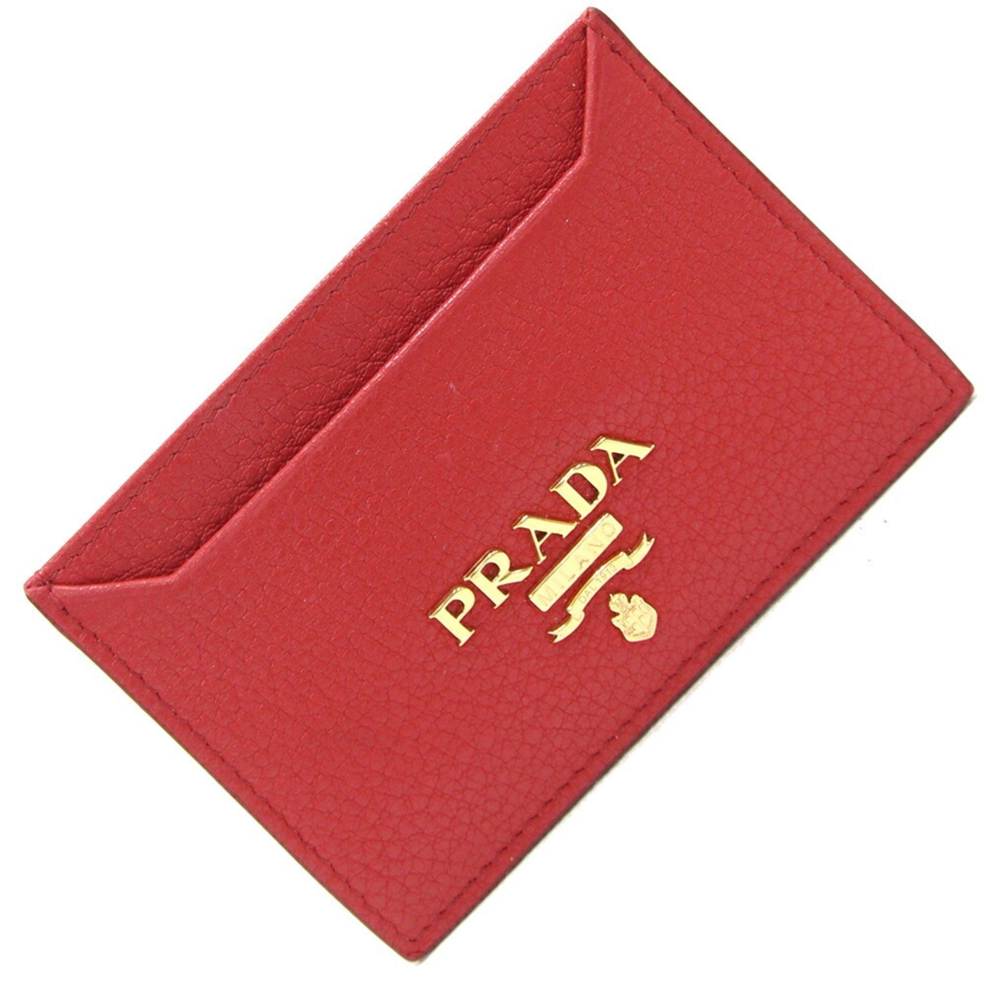 image of Prada Card Case 1Mc208 Red Leather Pass Ladies Prada in Red Color, Women's