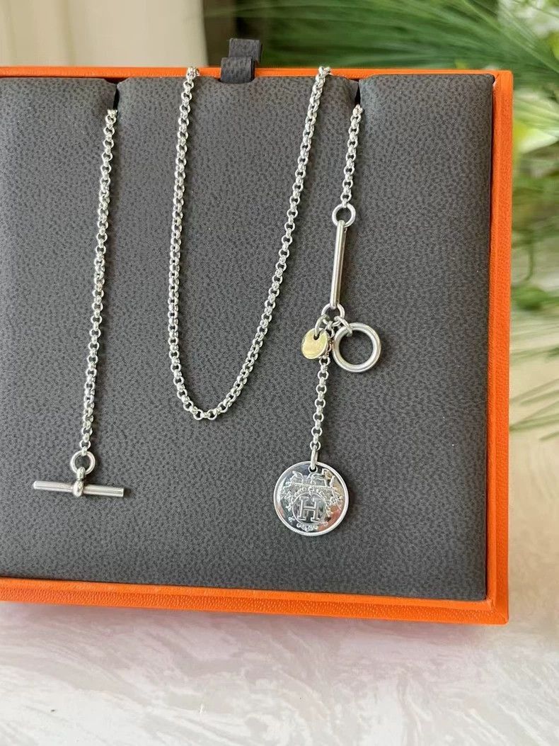 Hermes Hermes ExLibris Silver Chain Necklace-2506 Size ONE SIZE - 4 Thumbnail