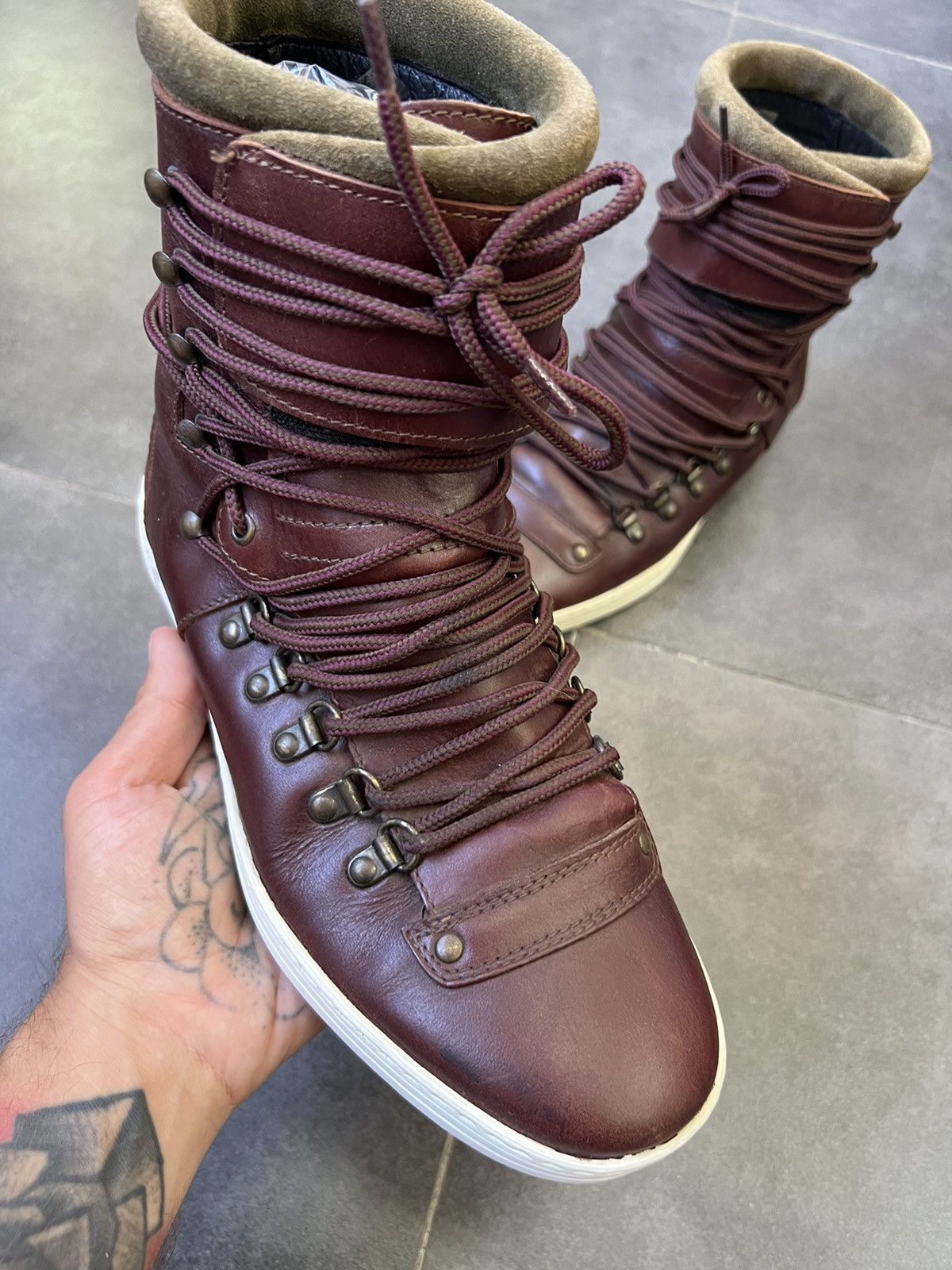 SWEAR London RAF Simons AW 2010 multi-lace type high top leather sneakers Size US 9 / EU 42 - 6 Thumbnail