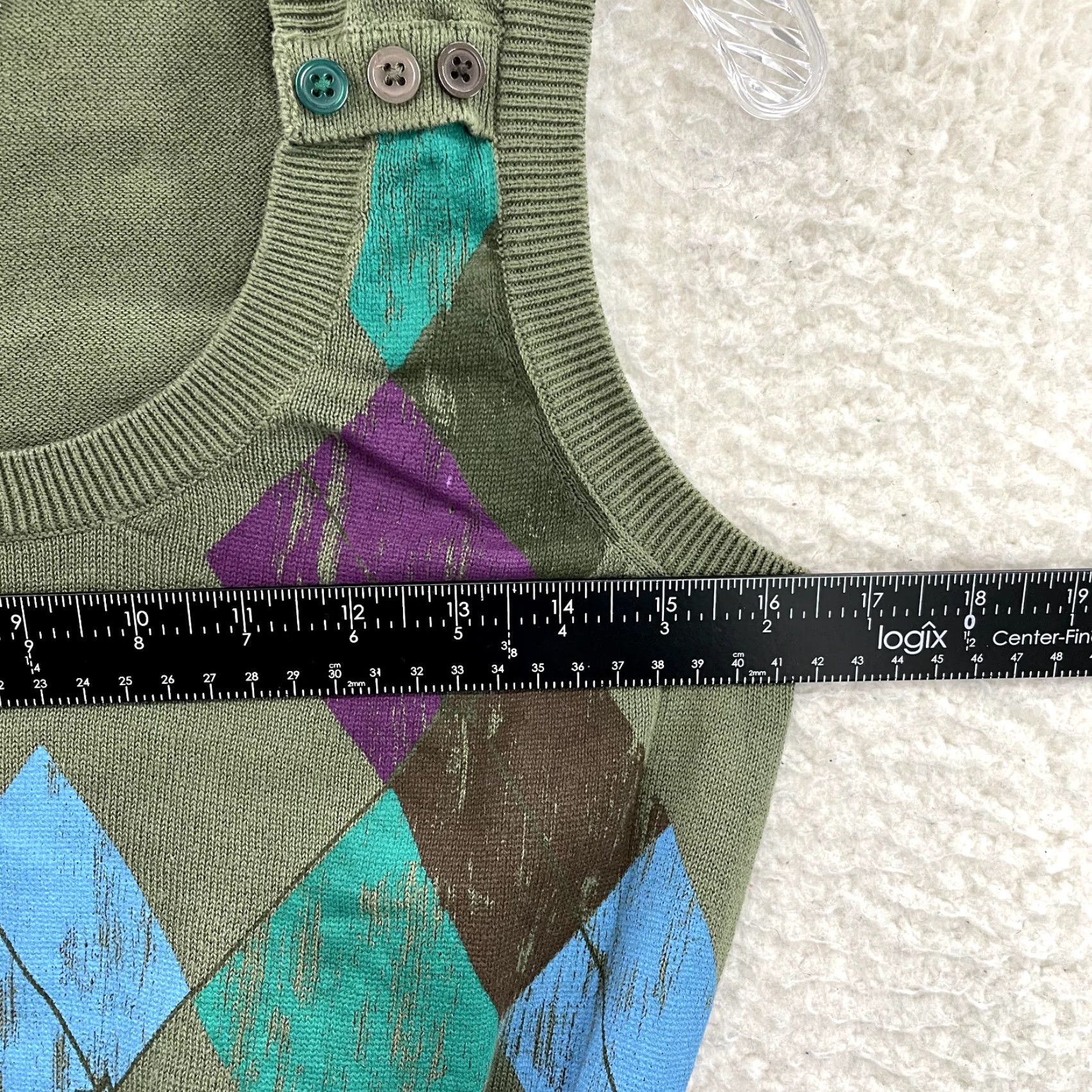 Vintage VINTAGE Y2K Sweater Vest Top Green Argyle Diamond Preppy Academia Grunge Shirt SO S Size S / US 4 / IT 40 - 5 Thumbnail