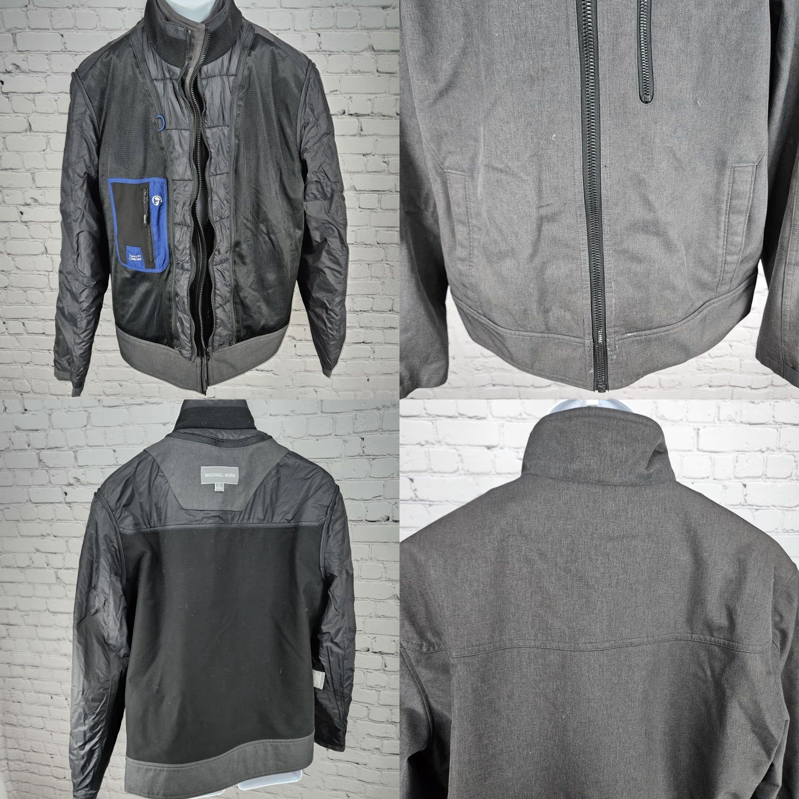 Michael Kors Michael Kors Grey Full Zip Removable Liner Stand Up Collar Jacket Large L Mens Windbreaker Casual, Travel, Workwear Size US L / EU 52-54 / 3 - 8 Thumbnail