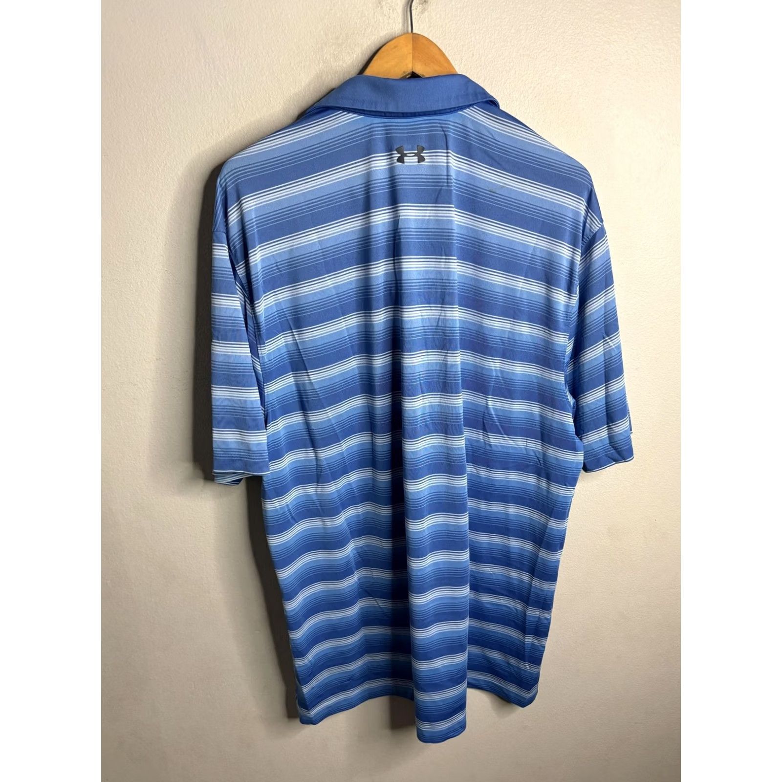 Under Armour Under Armour Polo Shirt Mens 2XL Blue Stripe HeatGear Golf Performance Loose Fit Size US XXL / EU 58 / 5 - 4 Thumbnail