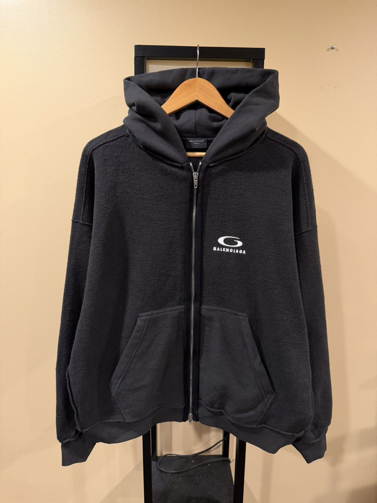 Balenciaga Balenciaga Loop Sports Icon Inside-Out Washed Black Hoodie Size US M / EU 48-50 / 2 - 8 Thumbnail