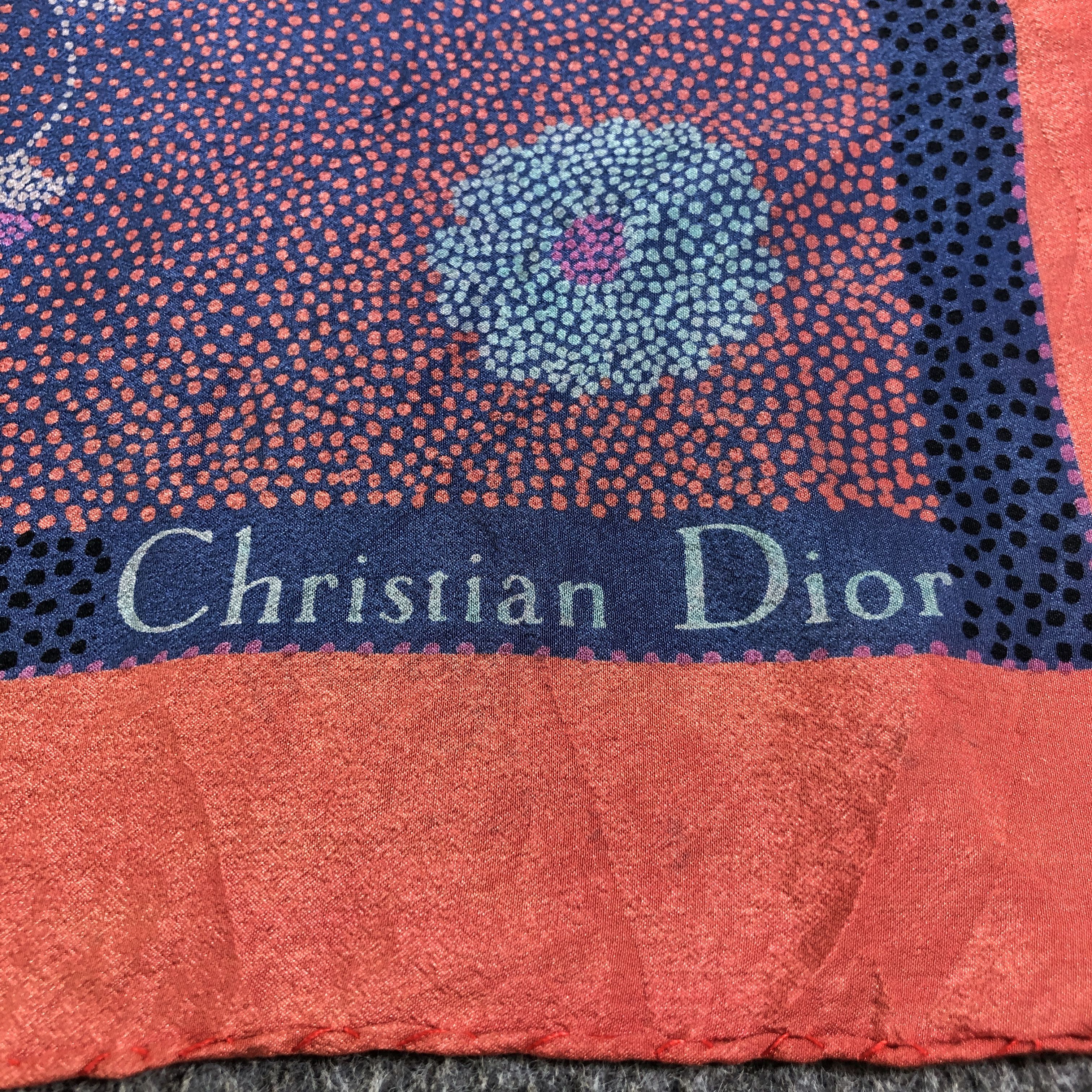 Christian Dior Monsieur Christian Dior Floral Hand Rolled Silk Scarf M1148 Size ONE SIZE - 4 Thumbnail