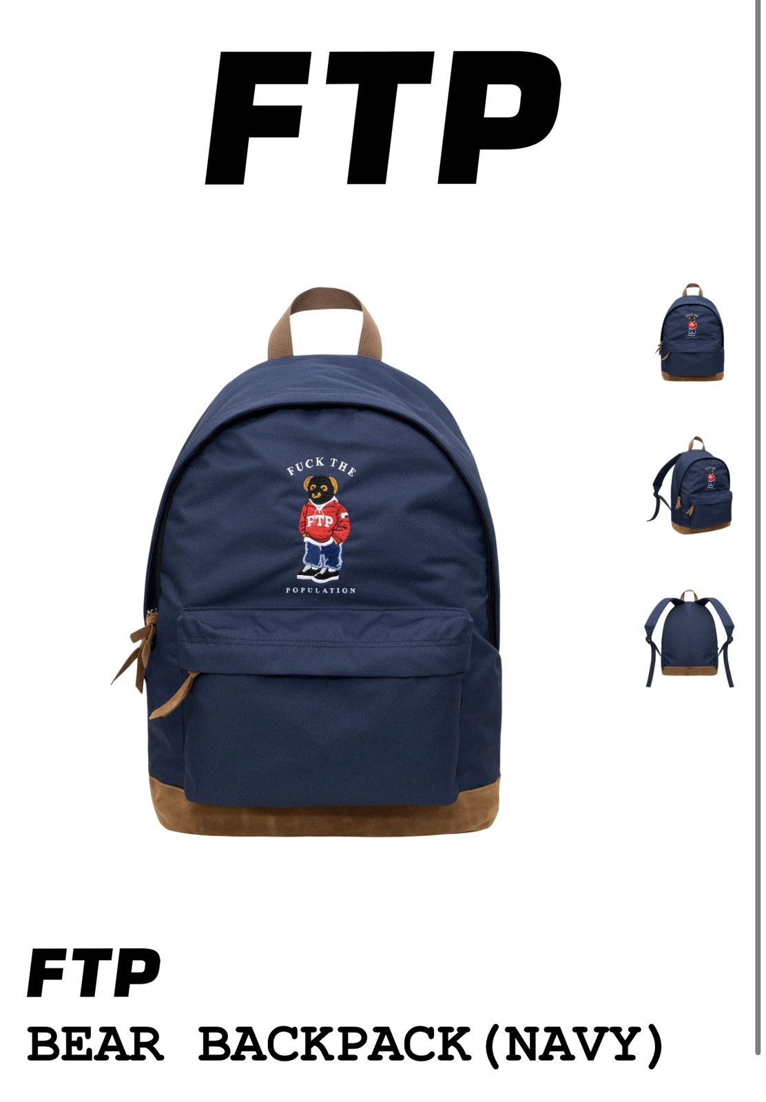 Fuck The Population FTP Backpack Navy Size ONE SIZE - 4 Thumbnail