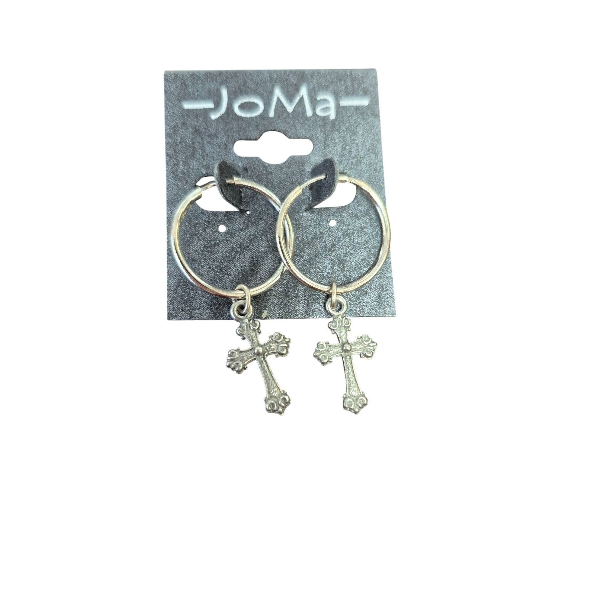 Joma JoMa Silver Hoop Earrings With Cross Charms Size ONE SIZE - 1 Thumbnail