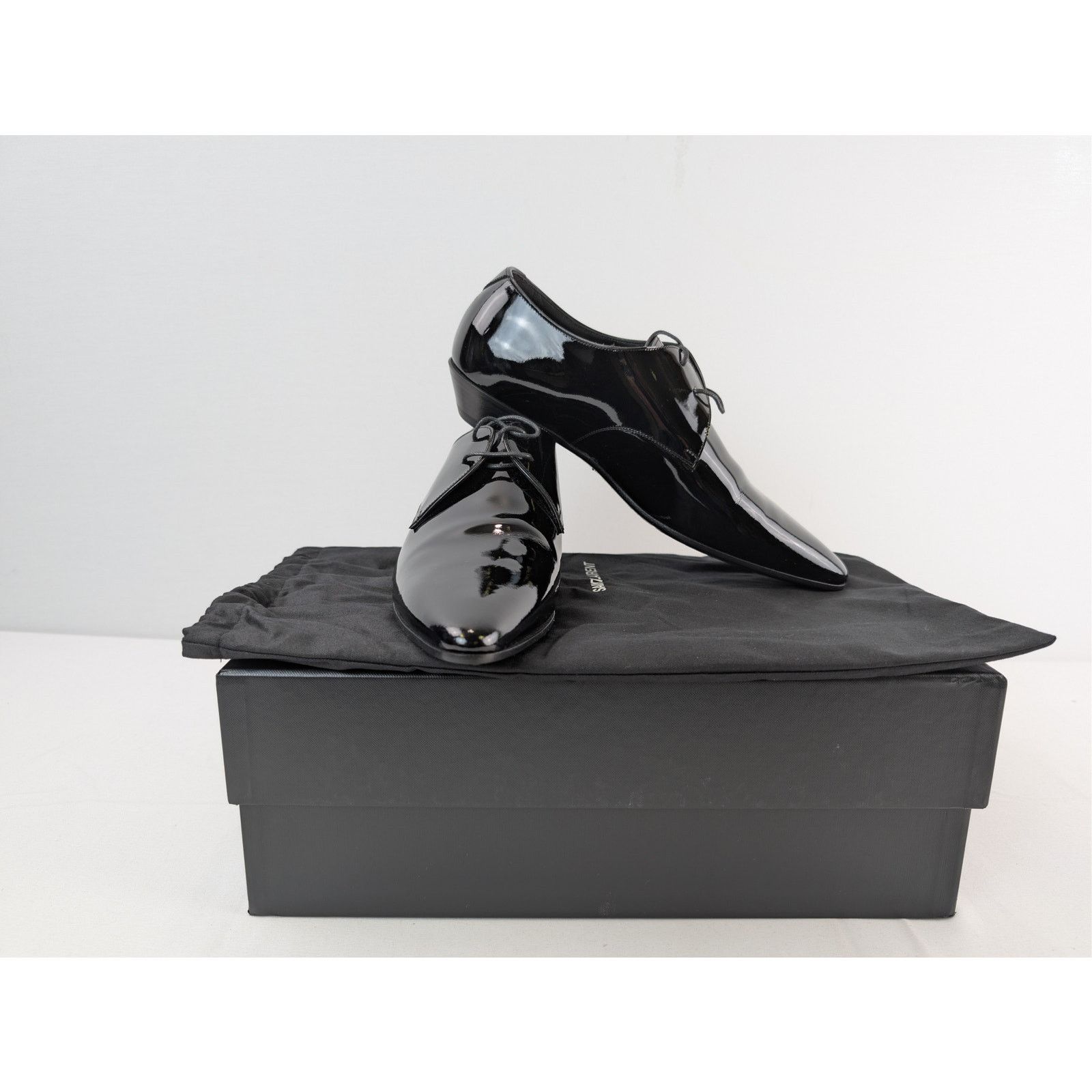 Saint Laurent Paris o1rshd Leather Lace Ups Shoe boots in Black Size US 7 / EU 40 - 18 Thumbnail