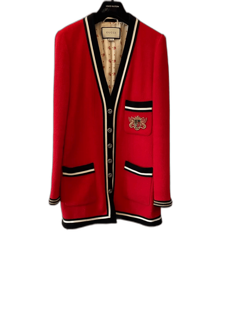 Gucci Gucci Red Jacket with Embroidery Details Size L / US 10 / IT 46 - 1 Thumbnail