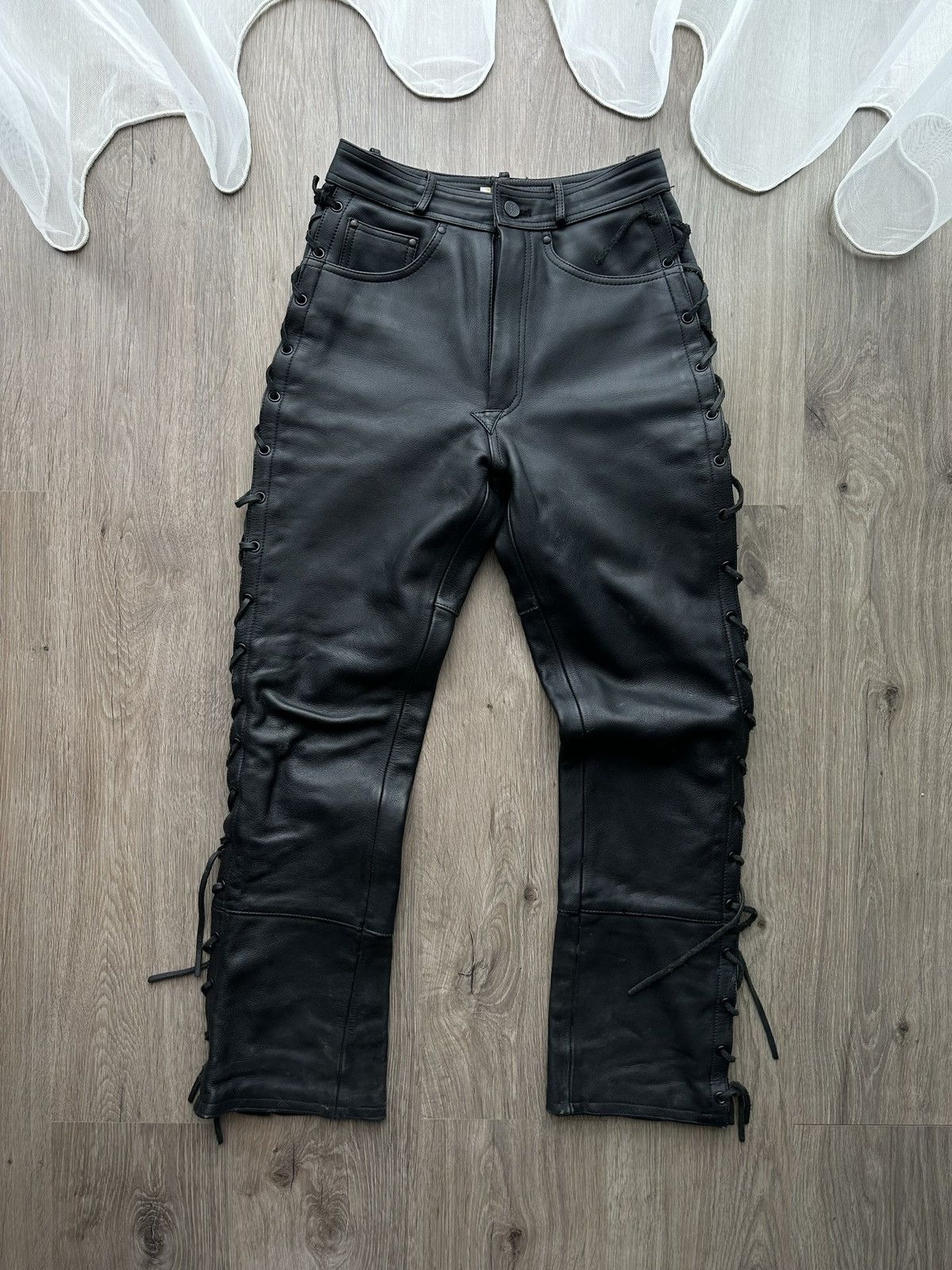 Genuine Leather × Vintage Vintage Genuine Leather Cowboy Black Pants Size US 30 / EU 46 - 2 Thumbnail