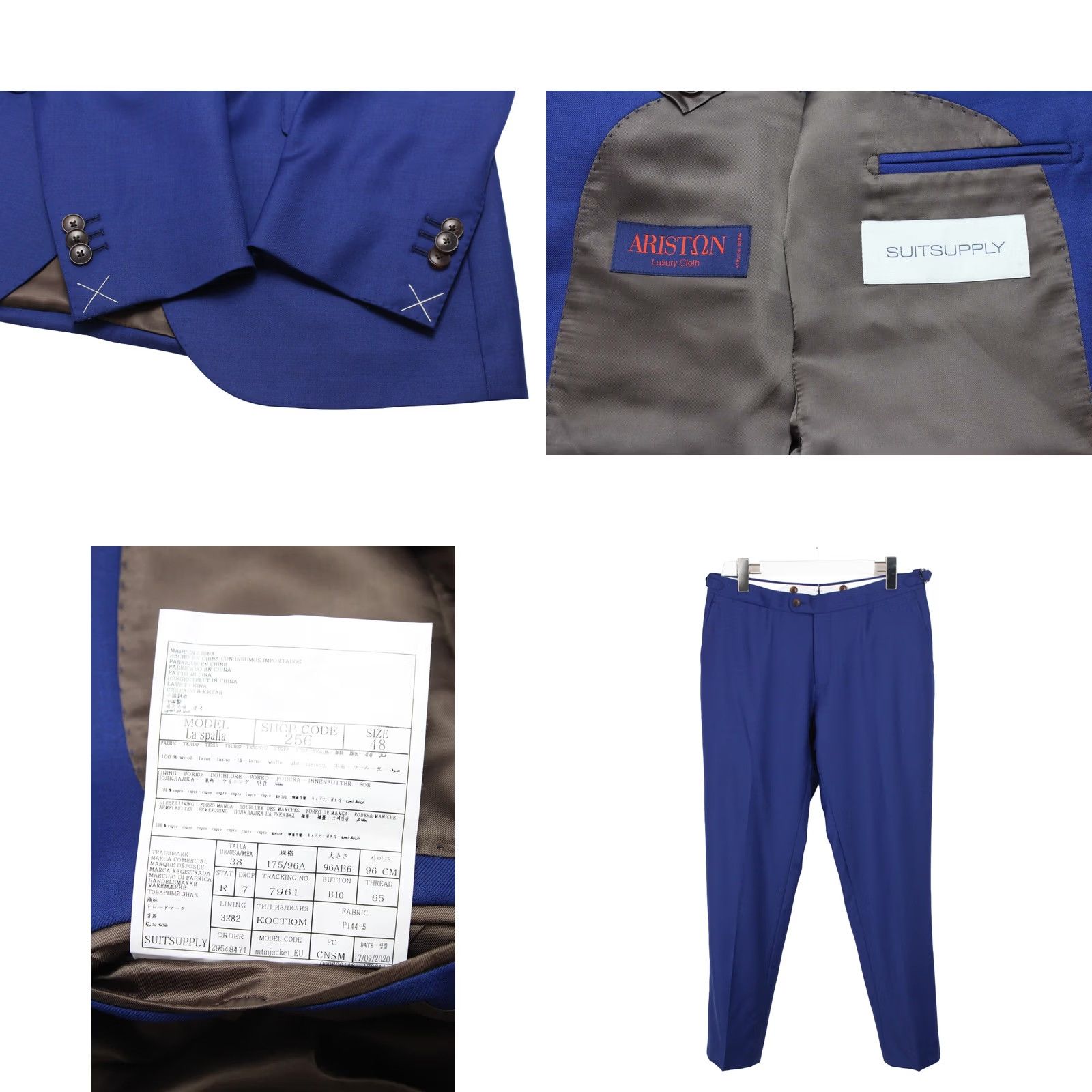 Suitsupply Suitsupply Suit Mens UK 38 / UK 34 Blue Wool La Spalla Brescia Notch Lapel Formal Business Size 38R - 7 Thumbnail