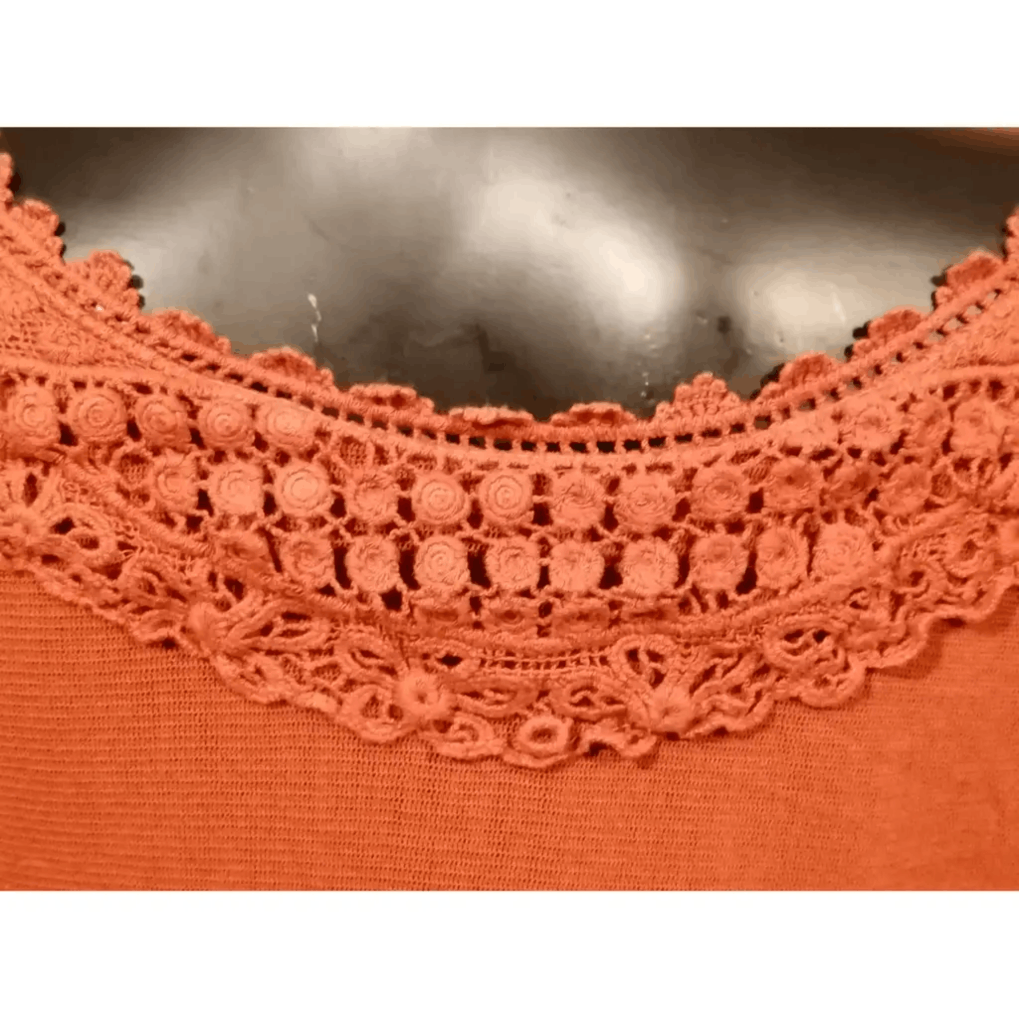 Other Orange Long Sleeve Lace Hem Cardigan Size M / US 6-8 / IT 42-44 - 3 Thumbnail