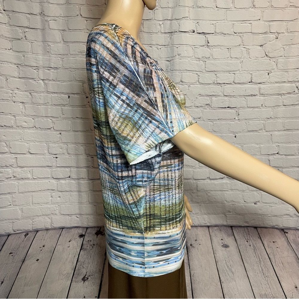 Chicos Chico's Blue Green Lightweight Dolman Sleeve Knit Top Size Size L / US 10 / IT 46 - 5 Thumbnail