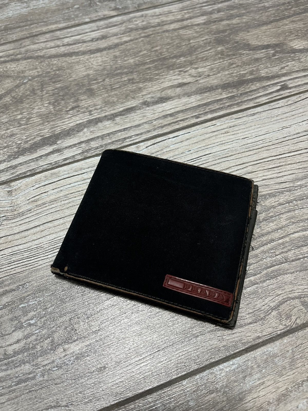 image of Prada 90’S Wallet Red Tab Flip Nylon in Black, Men's