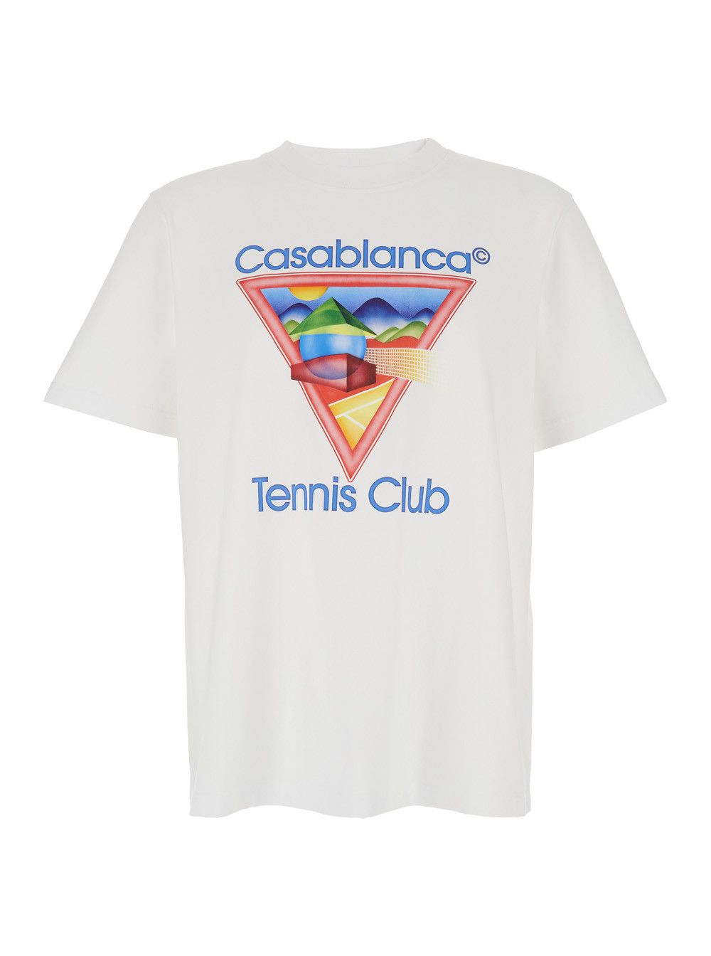 Casablanca White Crewneck T-Shirt with Logo on the Front in Cotton Man Size US S / EU 44-46 / 1 - 1 Thumbnail
