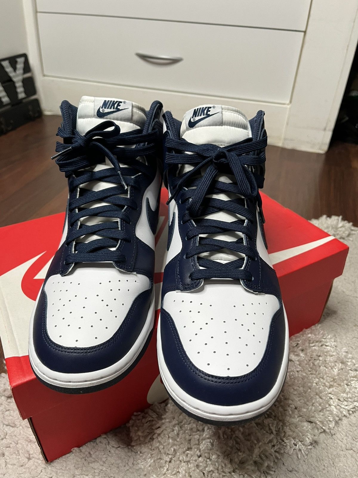 Nike Nike Dunk High Midnight Navy Size US 12 / EU 45 - 8 Thumbnail
