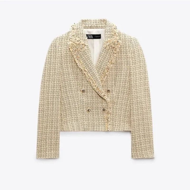 Zara RARE!!! ZARA Cropped Jacket with Frayed Trims NWT Size L / US 10 / IT 46 - 12 Thumbnail