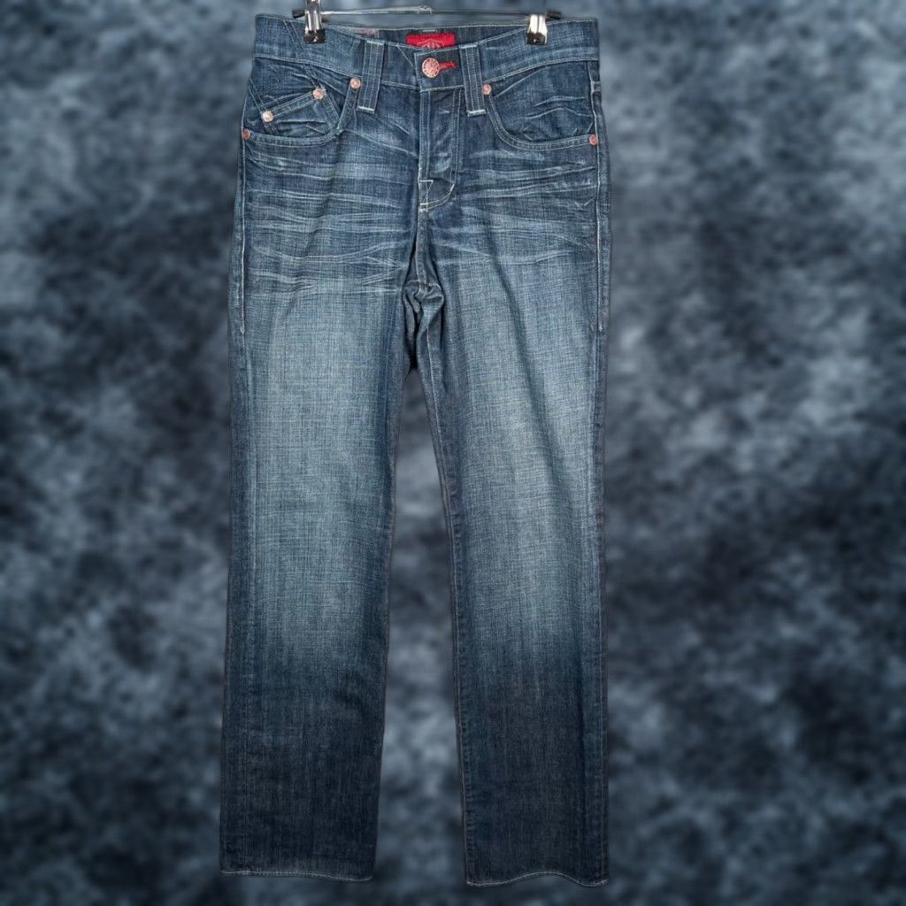 Vintage Rock & Republic Womens Size 29 Distressed Denim Jeans Straight Leg Blue Wash Size 29" - 1 Thumbnail