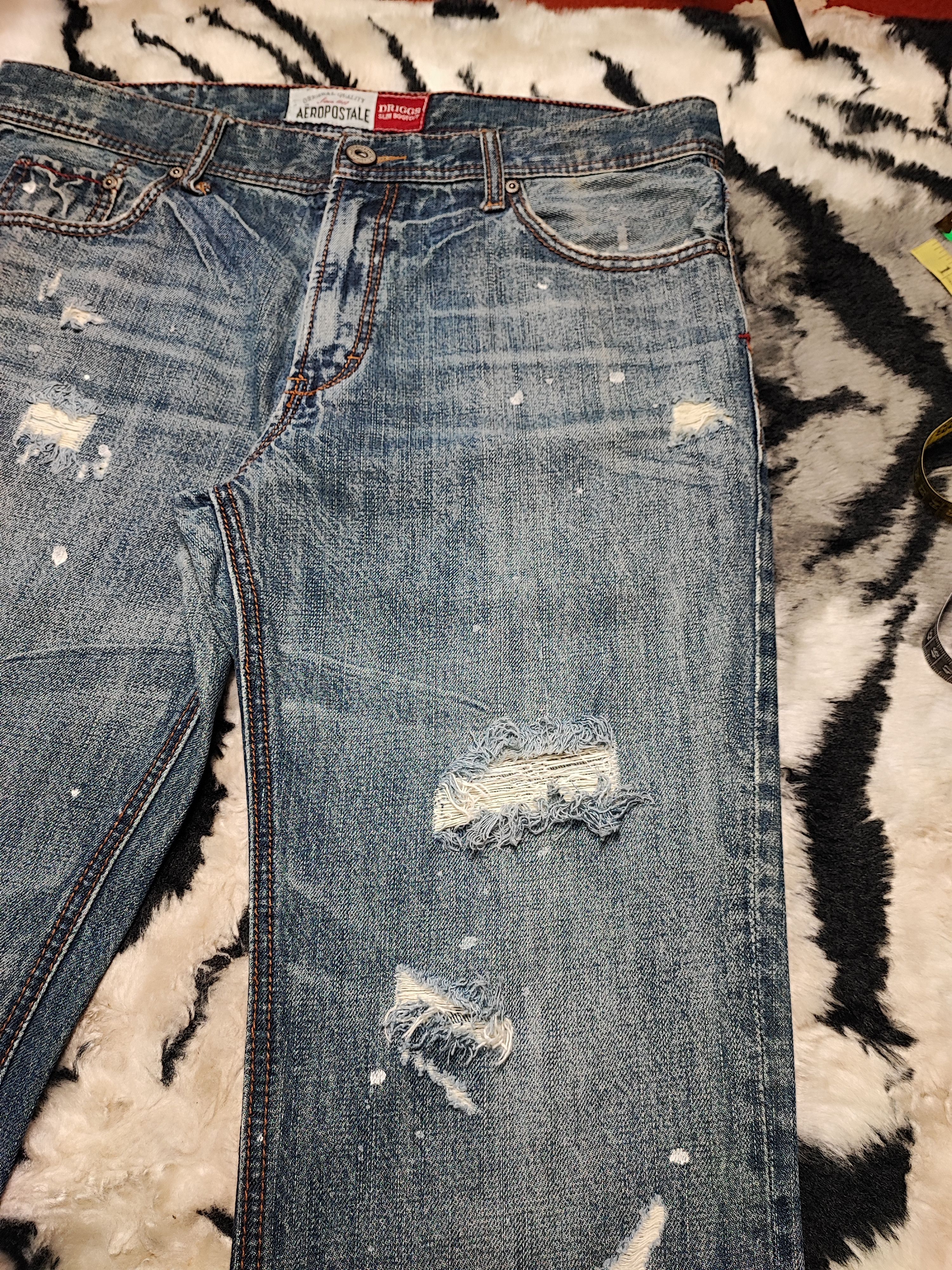 Aeropostale × Vintage Crazy Vintage Y2K/2000s Baggy Grunge Distressed Flared Jeans Size US 36 / EU 52 - 6 Thumbnail