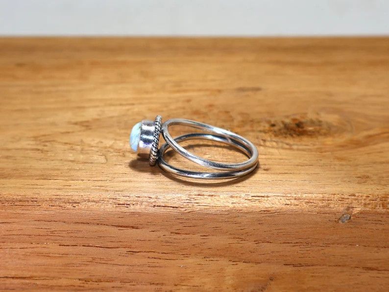 Handmade Handmade Larimar Sterling Silver Ring: February Birthstone Size ONE SIZE - 6 Thumbnail