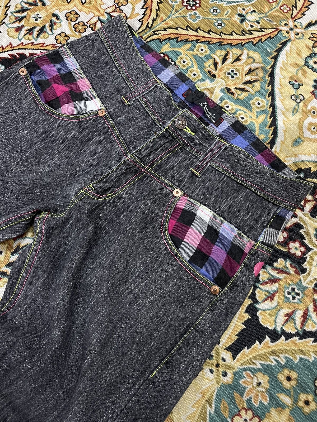 Vintage Japanese Adjustable Curved Leg Distress Denim Vintage Jeans Size US 30 / EU 46 - 7 Thumbnail