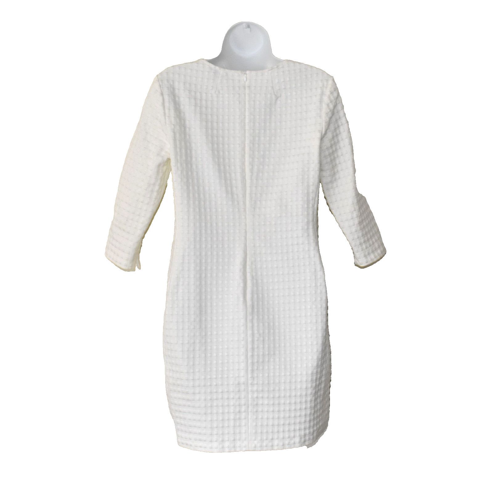 Theory THEORY White Tweed 3/4 Sleeve Zip Shift Mini Dress Size 10 Size L / US 10 / IT 46 - 4 Thumbnail