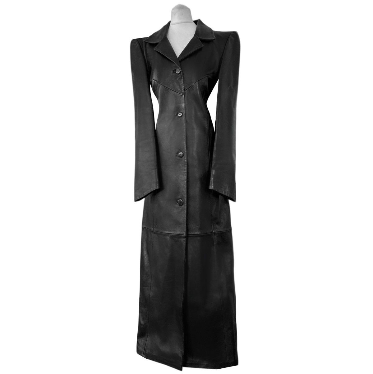 Vintage Iconic super long matrix leather coat Size L / US 10 / IT 46 - 1 Thumbnail
