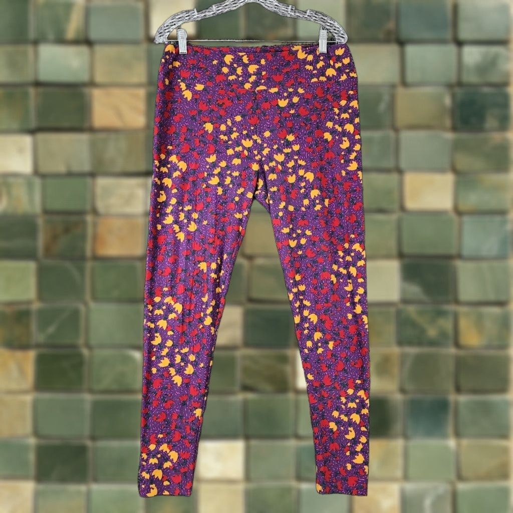 Vintage VINTAGE LuLaRoe Womens Leggings Ankle Tall XL Purple Floral 90s Womens Size 40" / US 18 - 1 Thumbnail
