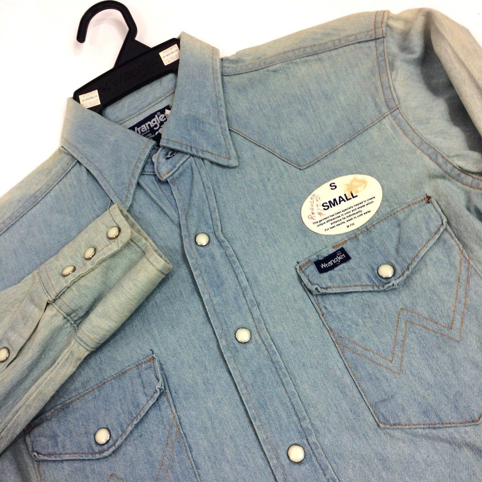 Wrangler NoS New Vtg Wrangler DENIM Cowboy CuT Western PEARL Snap Size US S / EU 44-46 / 1 - 2 Thumbnail