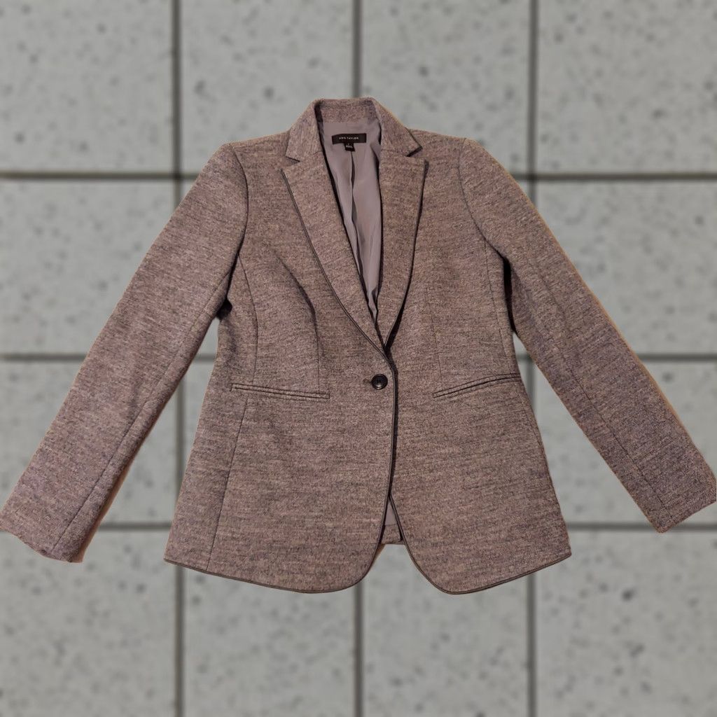Ann Taylor Womens Ann Taylor Blazer Wool Jacket 4 Gray Blue Size S / US 4 / IT 40 - 1 Thumbnail