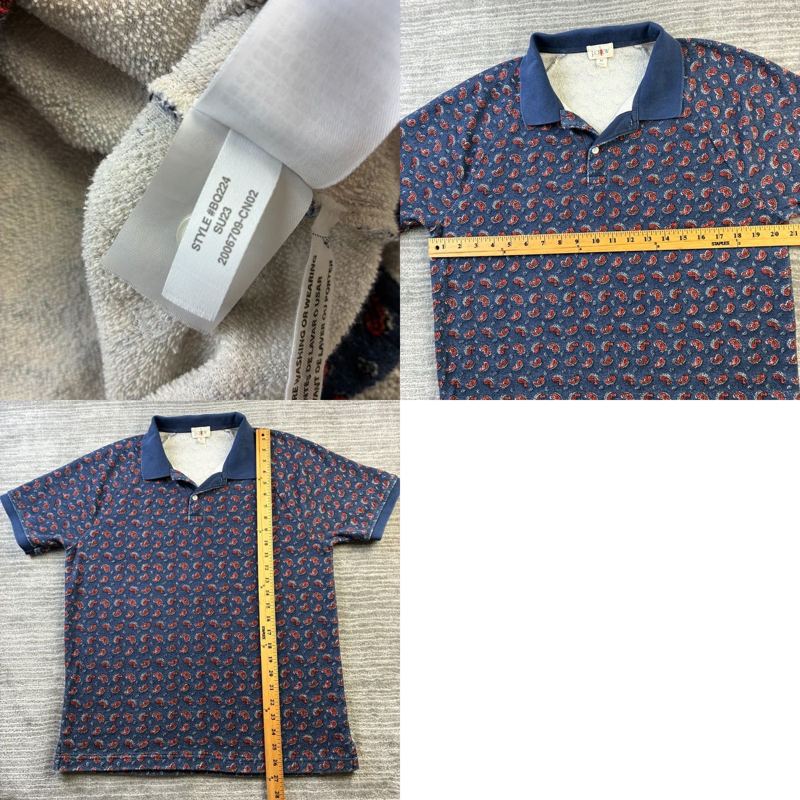 J.Crew J. Crew Polo Shirt Mens Medium Blue Terry Cloth Beach Pool Towel Cotton Paisley Size US M / EU 48-50 / 2 - 8 Thumbnail