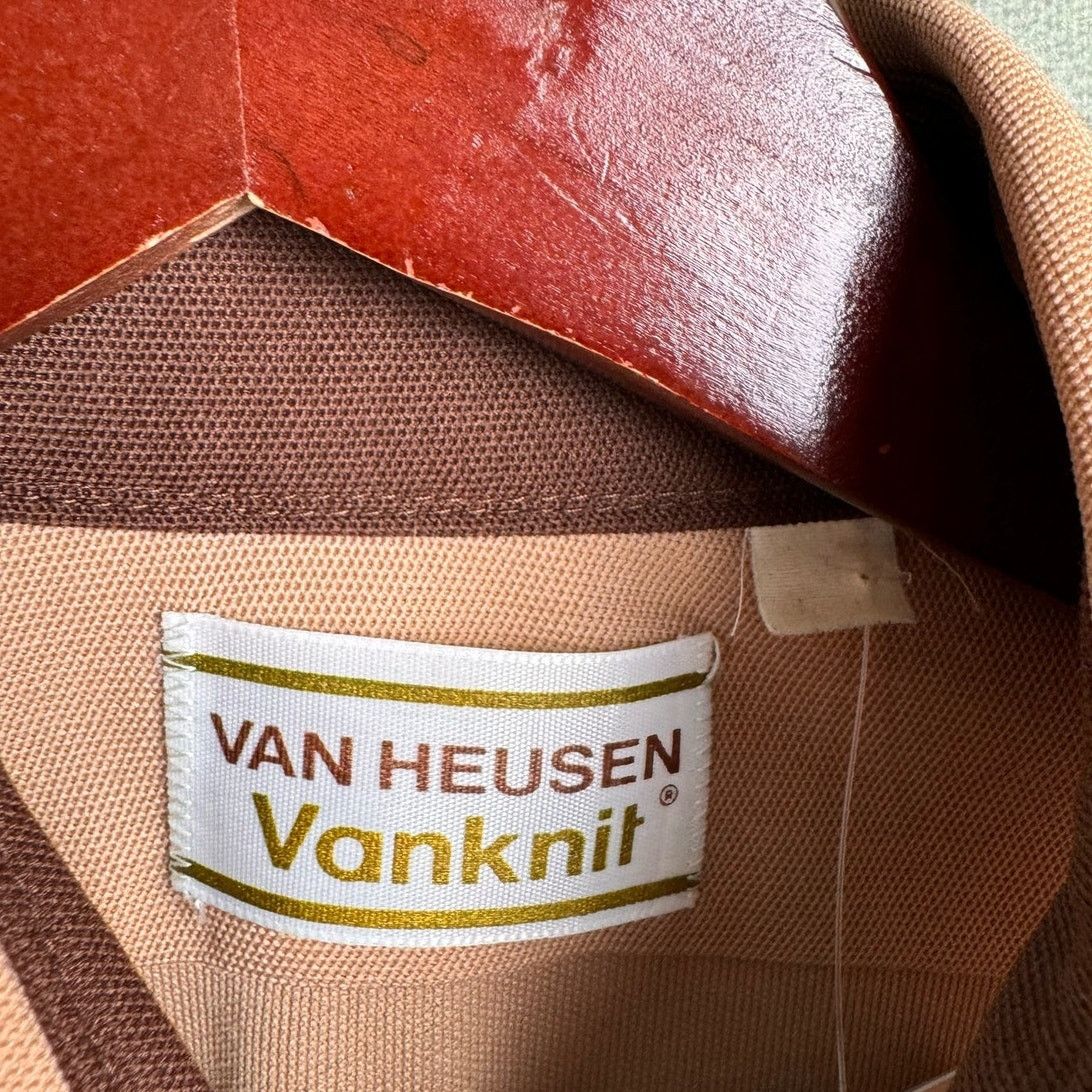 Van Heusen × Vintage VTG 80s Van Heusen Button Up Shirt Sz L Tan VanKnit Plain Size US L / EU 52-54 / 3 - 4 Thumbnail