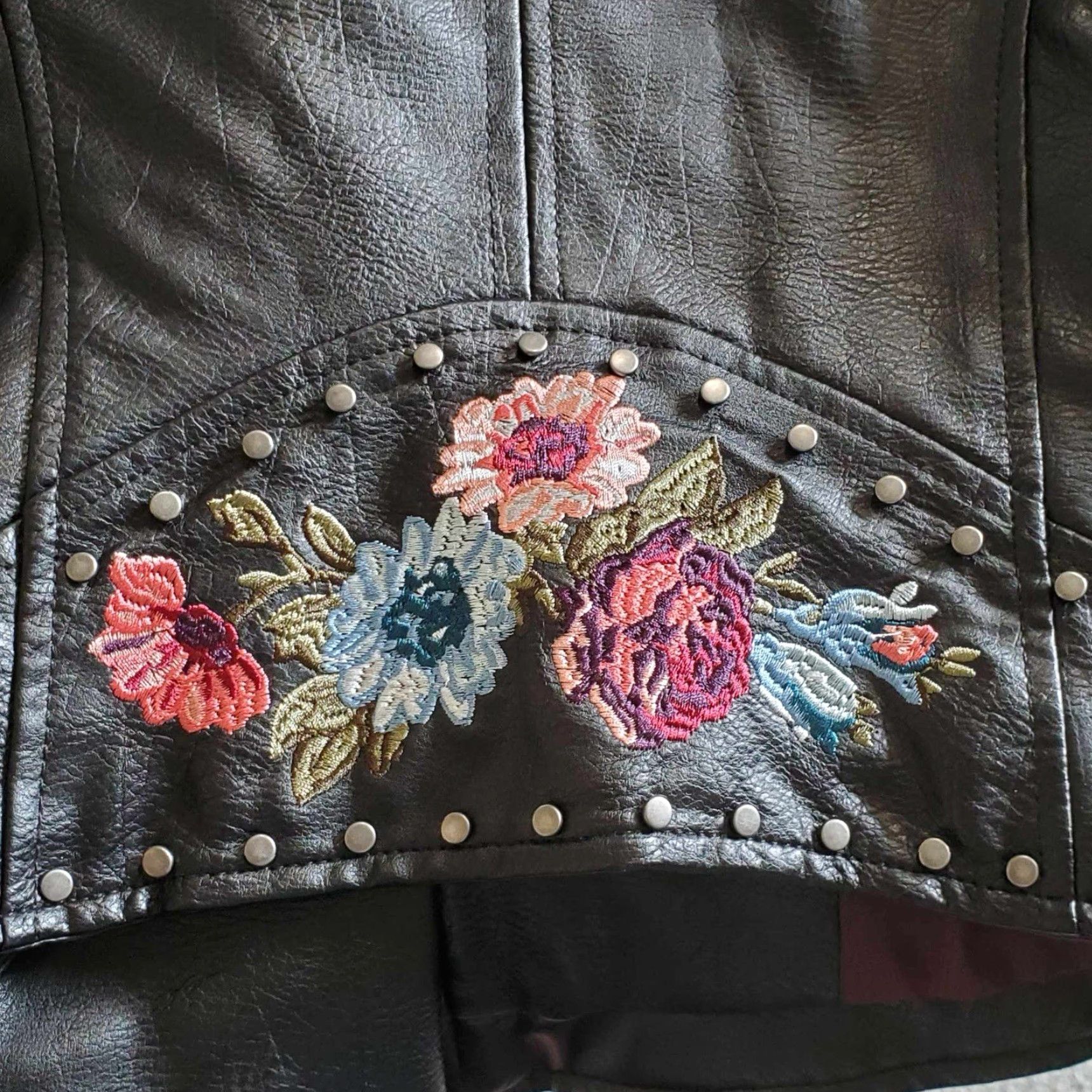 Vintage VINTAGE Aéropostale Jacket Womens Small S Embroidered Flowers Faux Leather Black Cotton Blend Size S / US 4 / IT 40 - 5 Thumbnail