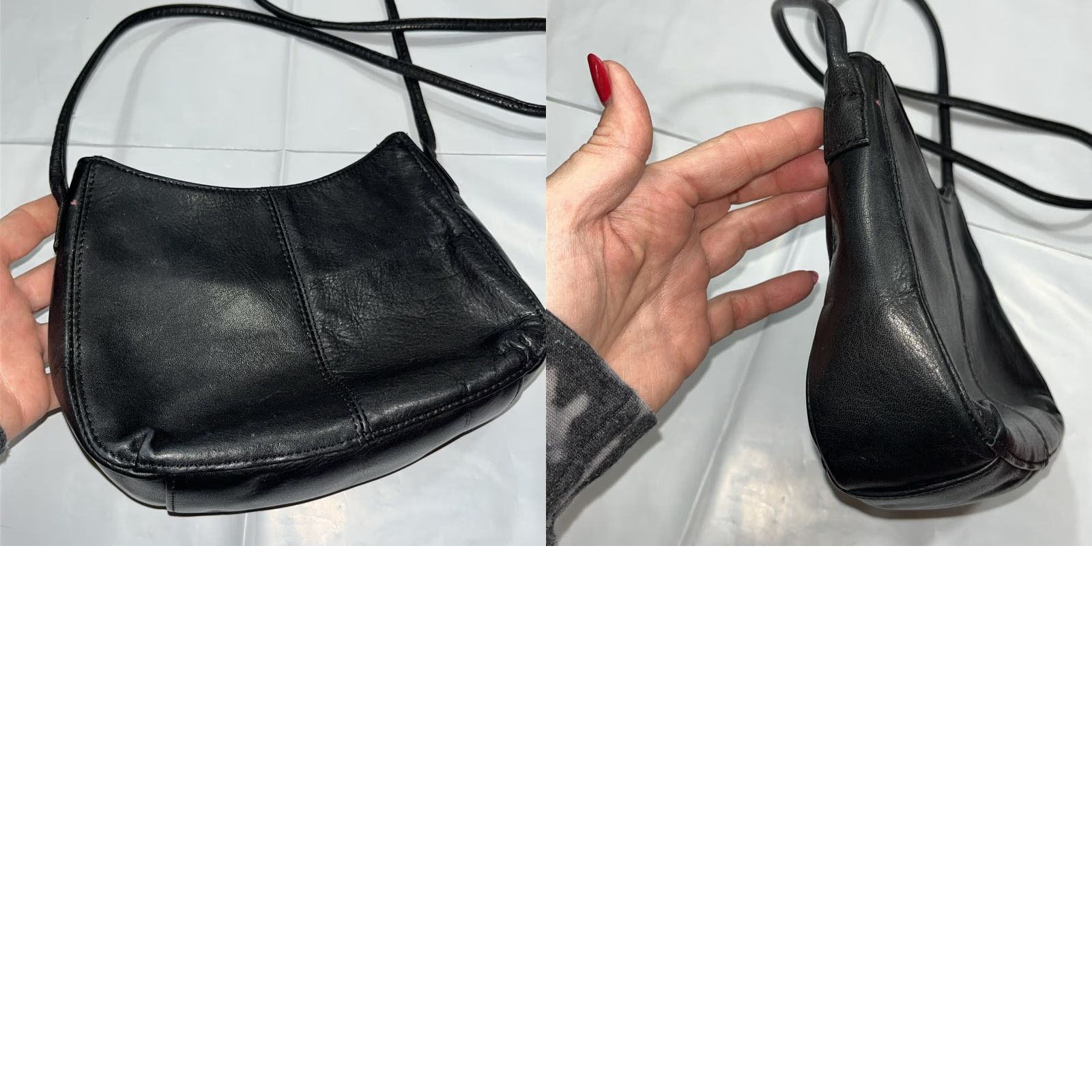 Fossil VINTAGE Fossil Crossbody Bag Ladies Small Pebbled LEATHER Evening Purse Black Zip Closure Silver Hardware Dressy Size ONE SIZE - 9 Thumbnail