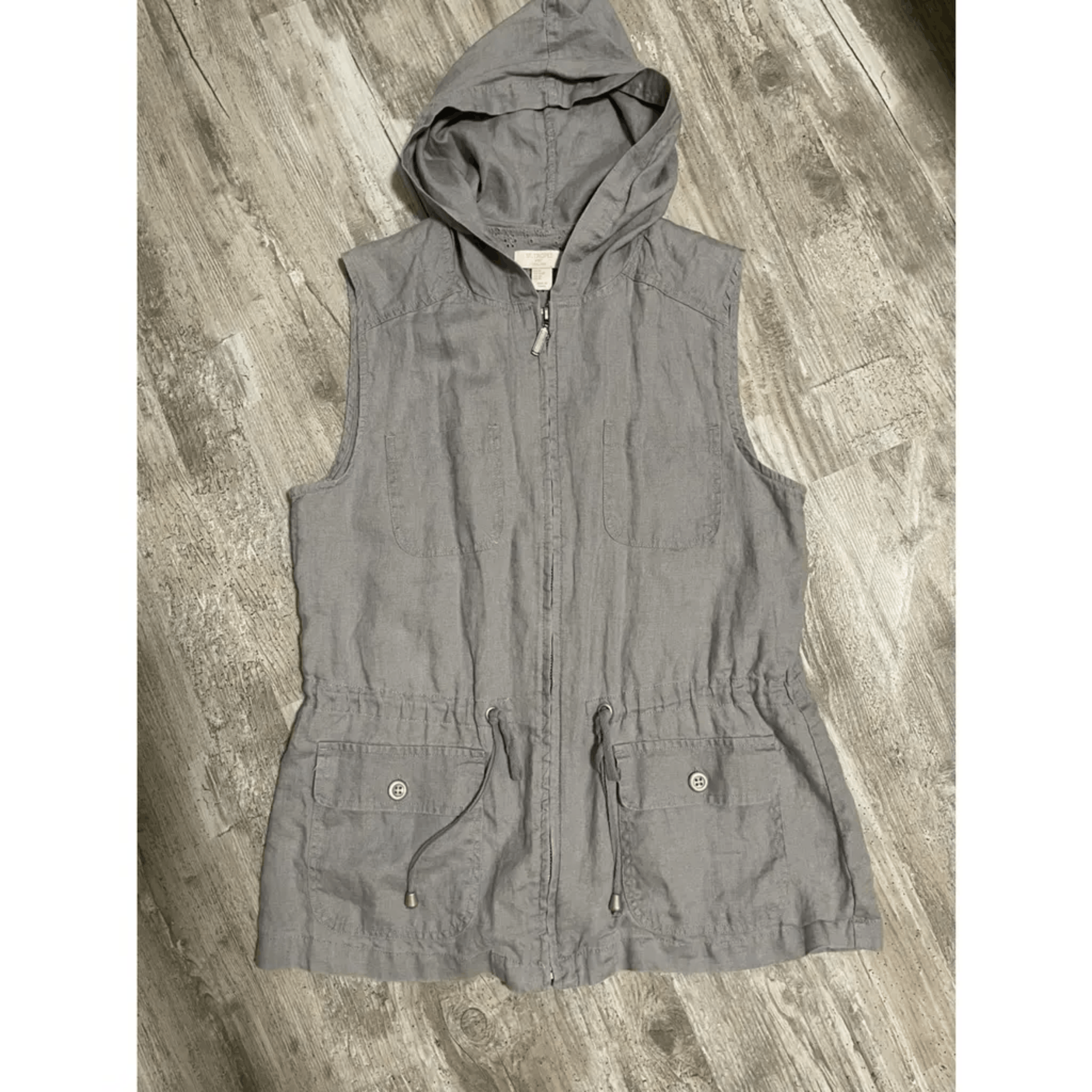 Other Mana St Tropez Grey Linen Vest with Drawstring (Size S) Size S / US 4 / IT 40 - 1 Thumbnail