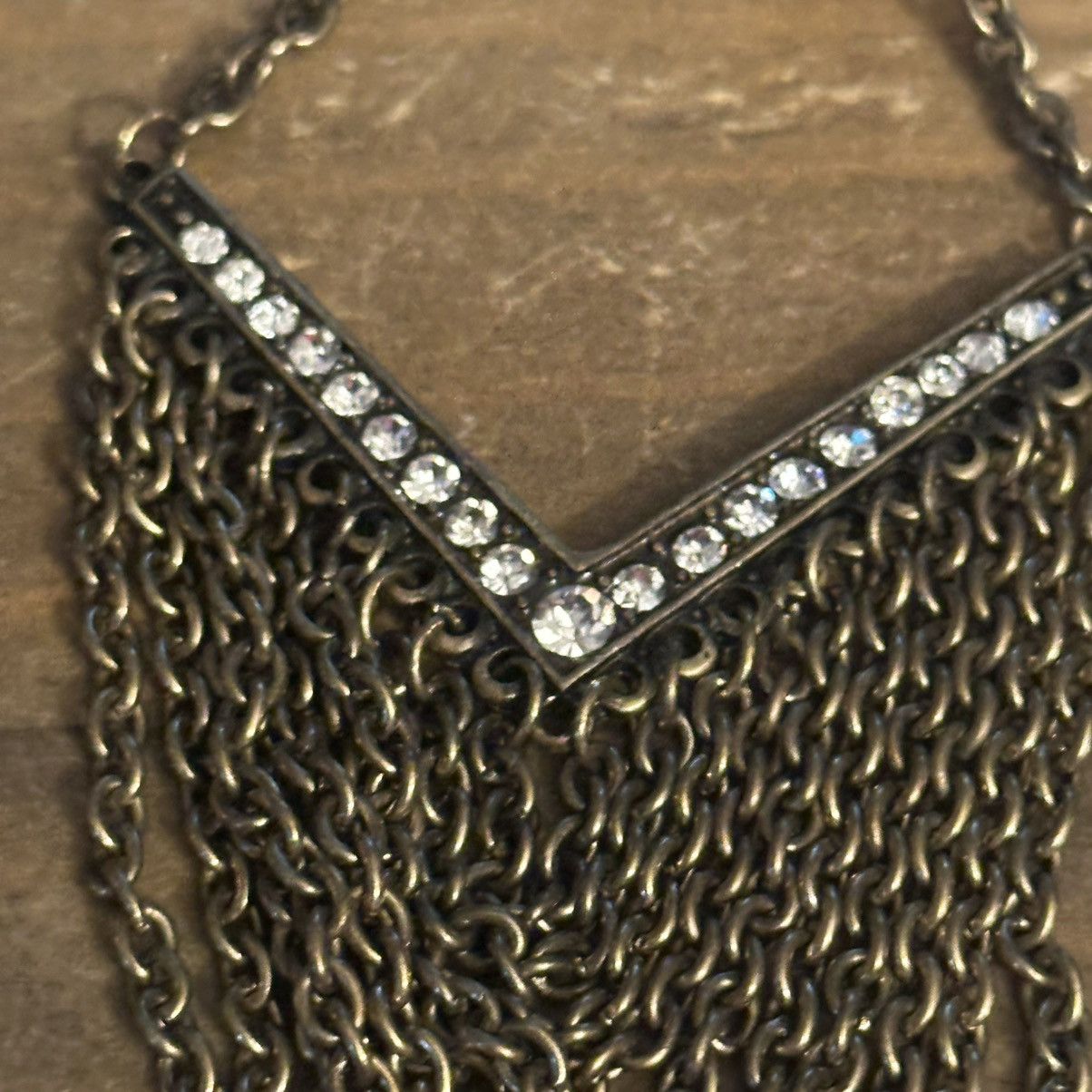 Other Bronze tone rhinestone chevron chain earrings Size ONE SIZE - 3 Thumbnail