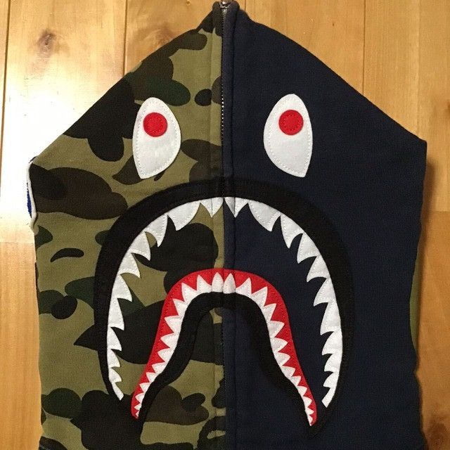 Bape × Nigo BAPE 1st camo green x navy shark full zip hoodie APE NIGO Size US L / EU 52-54 / 3 - 3 Thumbnail