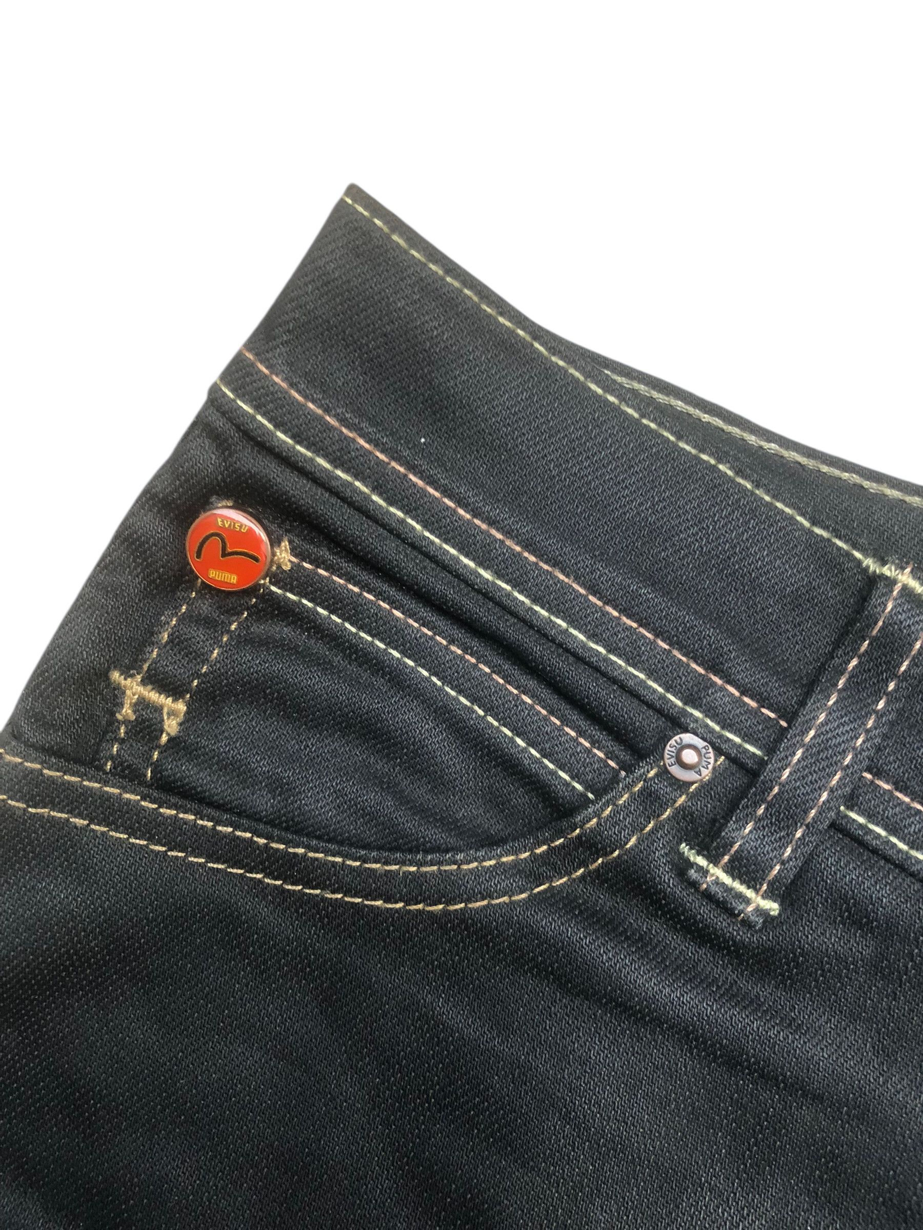 Evisu × Puma 🔥Rare Y2K EVISU x PUMA Black Denim Short Mini Skirt Women Size 28" / US 6 / IT 42 - 10 Thumbnail