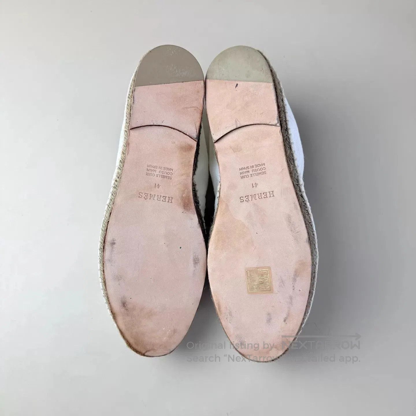 Hermes White Canvas Slip-On Espadrille Shoes. Size US 8 / EU 41 - 7 Thumbnail