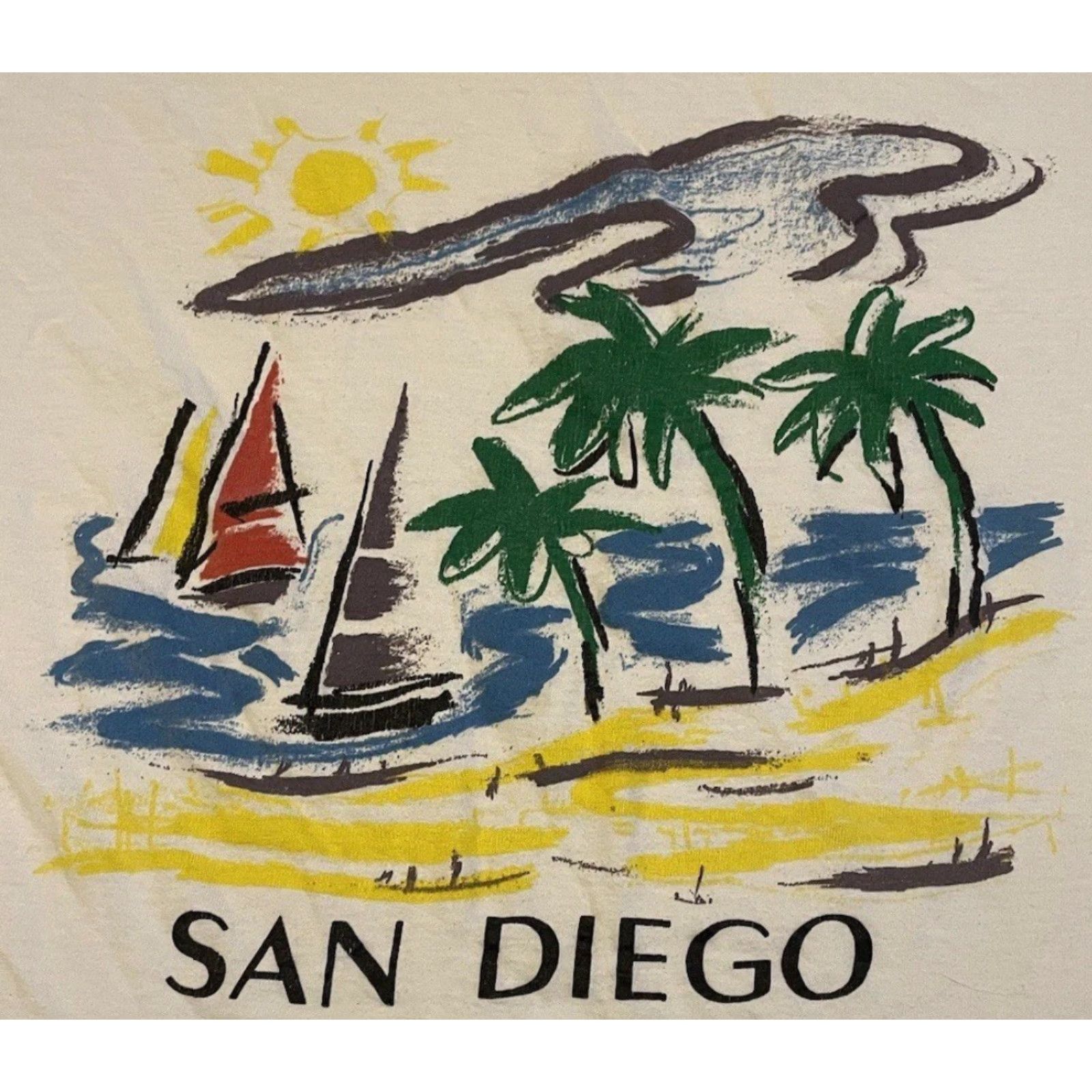 Vintage VINTAGE San Diego Faded Shirt S Abstract Art California Beach Surf Grunge OP 90s Shirt Mens White Abstract Art California Beach Surf Grunge OP 90s Size US S / EU 44-46 / 1 - 2 Thumbnail