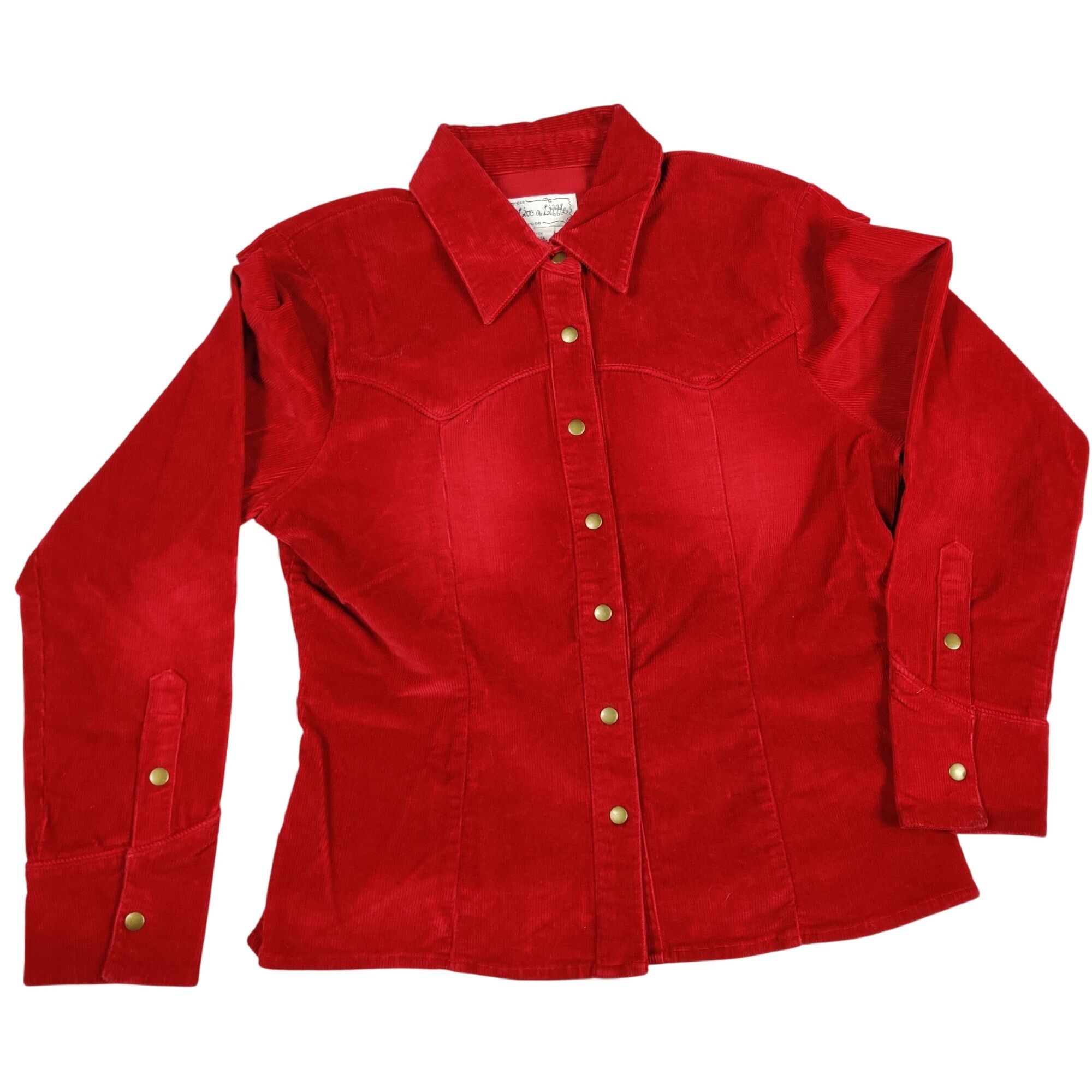 Vintage Vintage Live a Little S Red Corduroy Jacket Western Yolk Sna Size S / US 4 / IT 40 - 3 Thumbnail