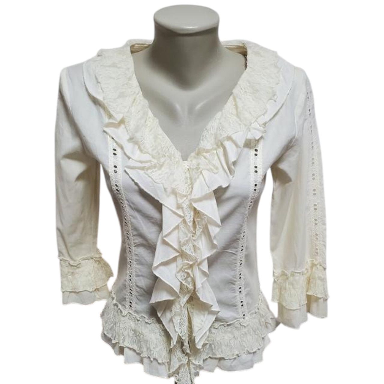 George Cream ruffled blouse brand George sz M Size S / US 4 / IT 40 - 1 Thumbnail