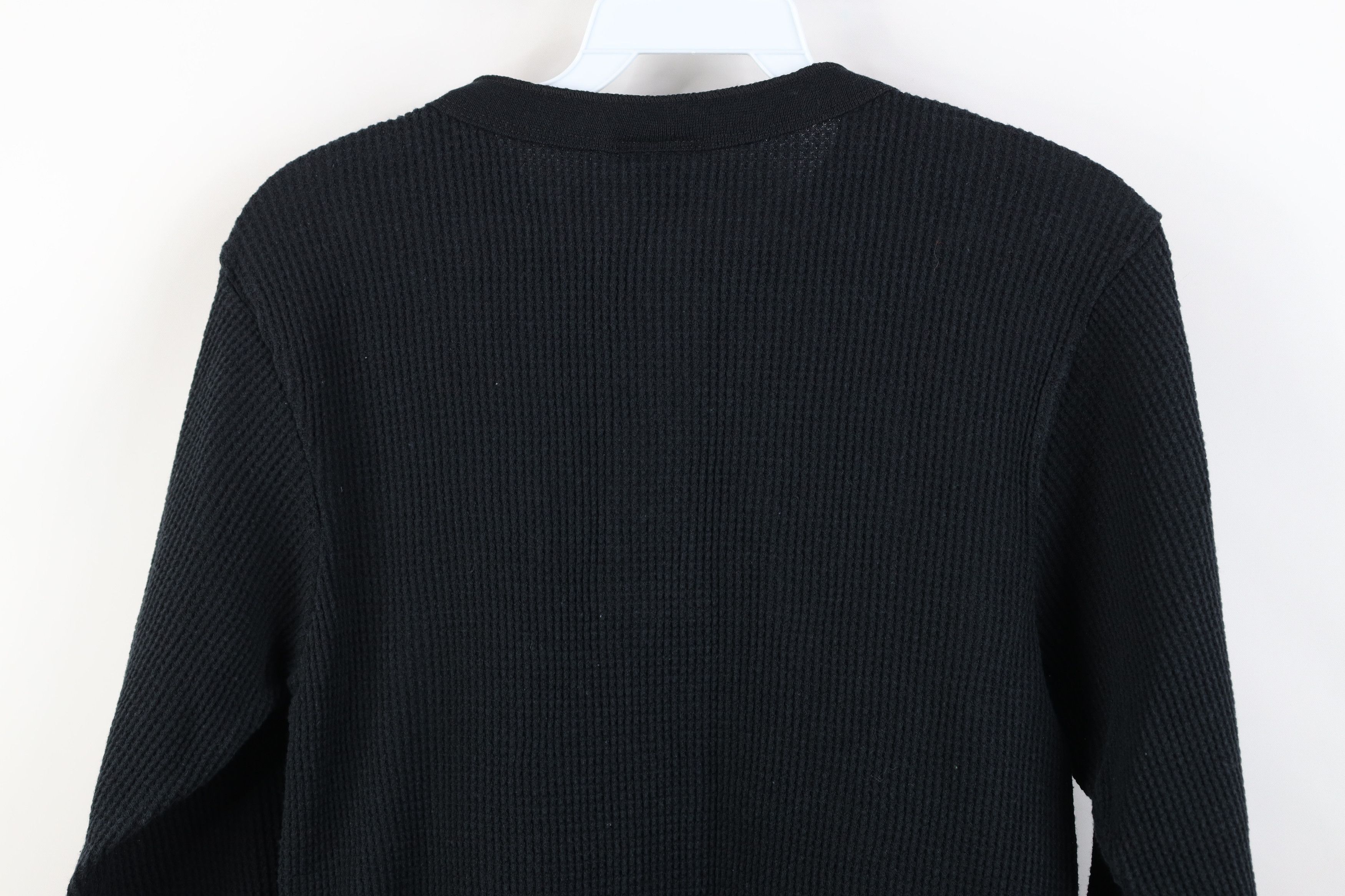 Vintage Vintage 90s Y2K Streetwear Waffle Knit Henley T-Shirt Black Size US M / EU 48-50 / 2 - 9 Thumbnail