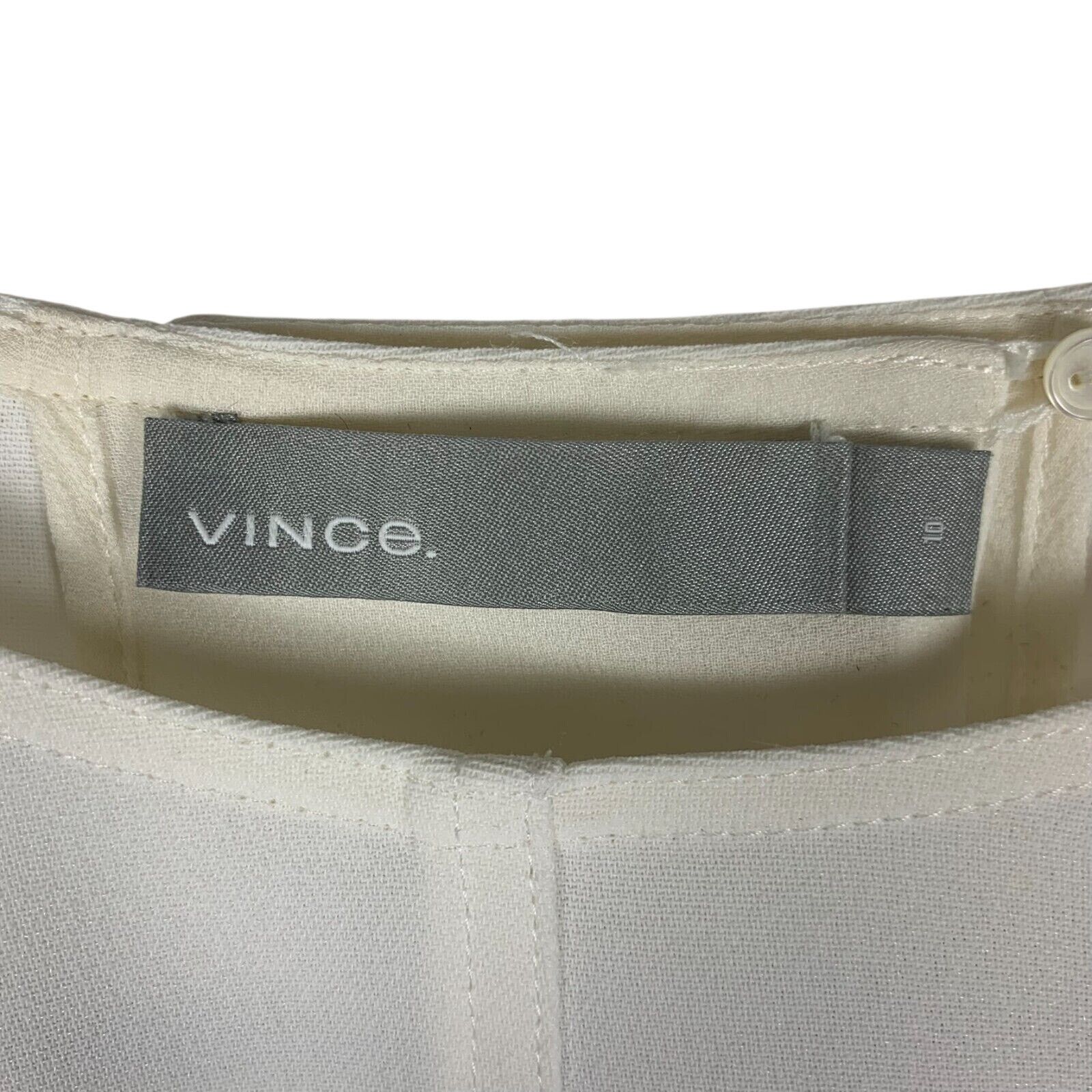 Vince Vince Women’s Cream Long Sleeve Split Back Blouse Sz 10 READ Size L / US 10 / IT 46 - 4 Thumbnail