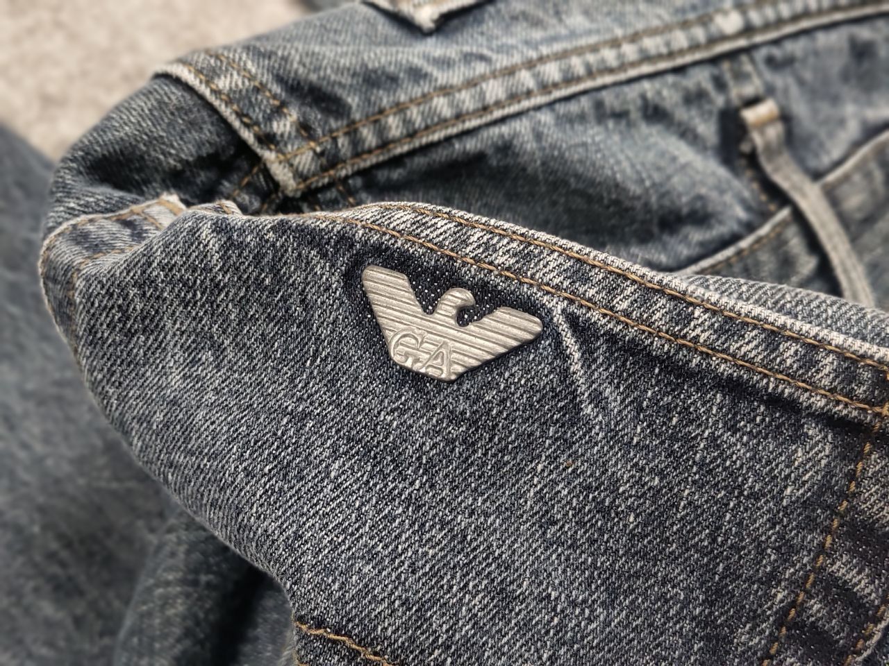Armani Rare Vintage Armani Jeans big Logo Faded Denim Y2K Style Size US 34 / EU 50 - 14 Thumbnail