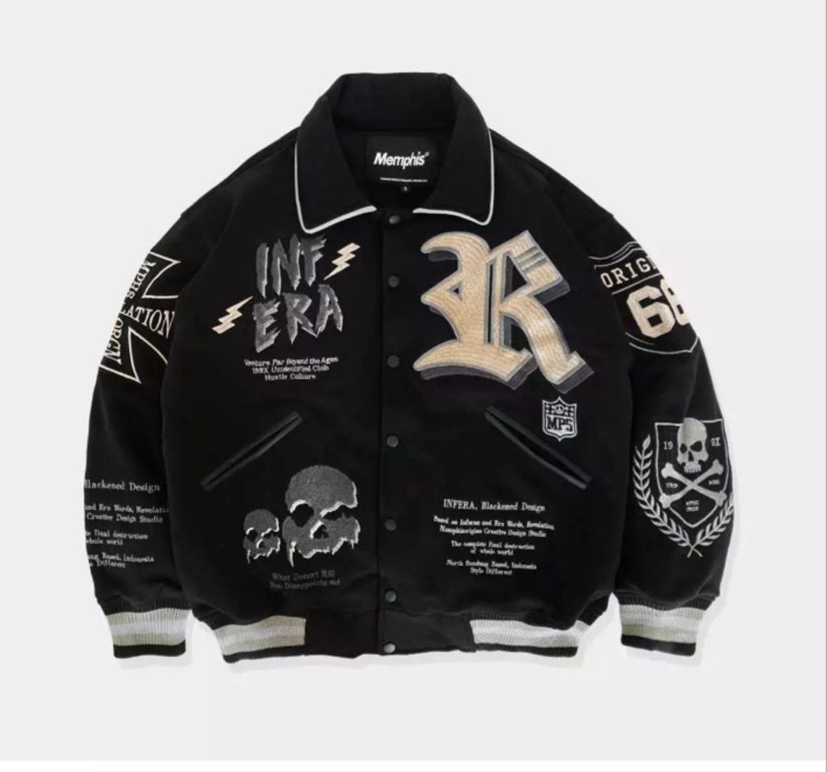 Image of Jacket Varsity Embroidery Varsity Jacket Limited Edition in Black, Men's (Size XL)