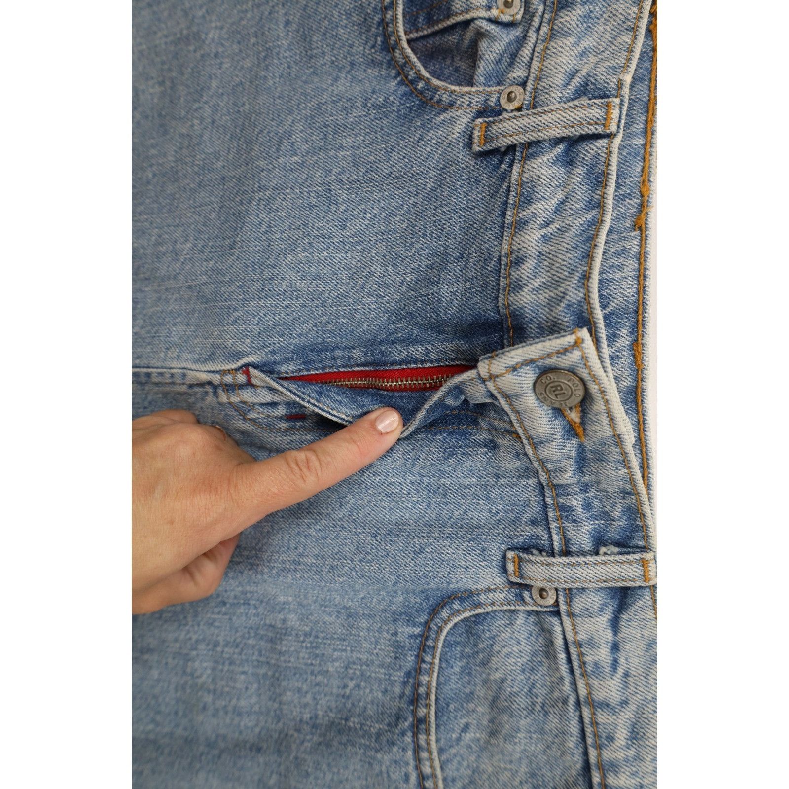 Ralph Lauren Vintage 90s Ralph Lauren Distressed Knee Length Denim Skirt Size 28" / US 6 / IT 42 - 6 Thumbnail